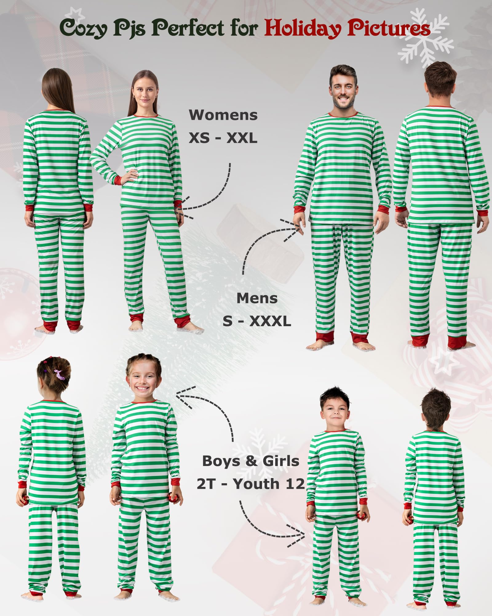 QUNISY Family Pajamas Christmas Matching Sets Xmas Family Pjs Set Couple Holiday Jammies Women/Men Festival Sleepwear Adult KIDS-8T-G