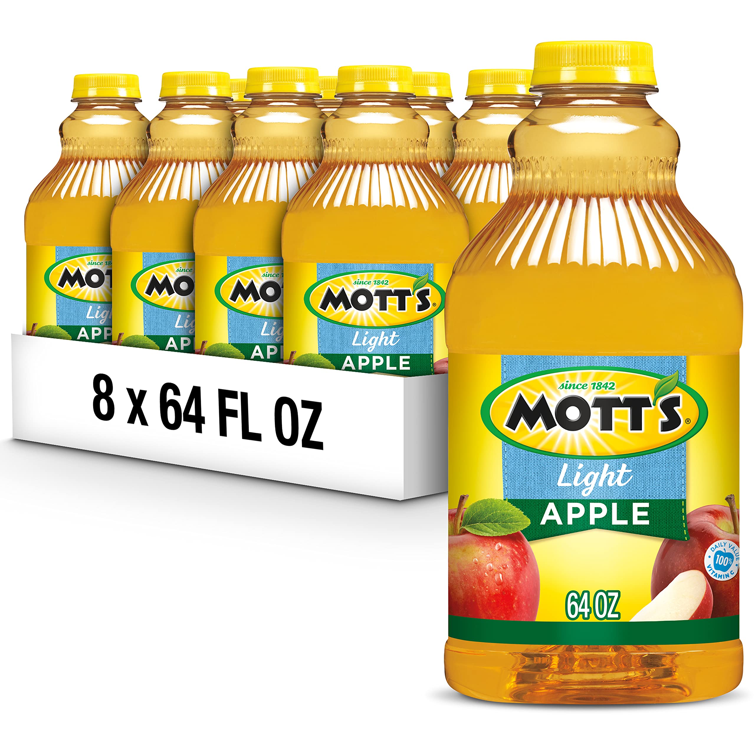 Mott's Apple Light Juice Drink, 64 Fl Oz Bottle (Pack Of 8), 42% Fruit Juice With 50% Fewer Calories Than 100% Apple Juice, Excellent Source Of Vitamin C