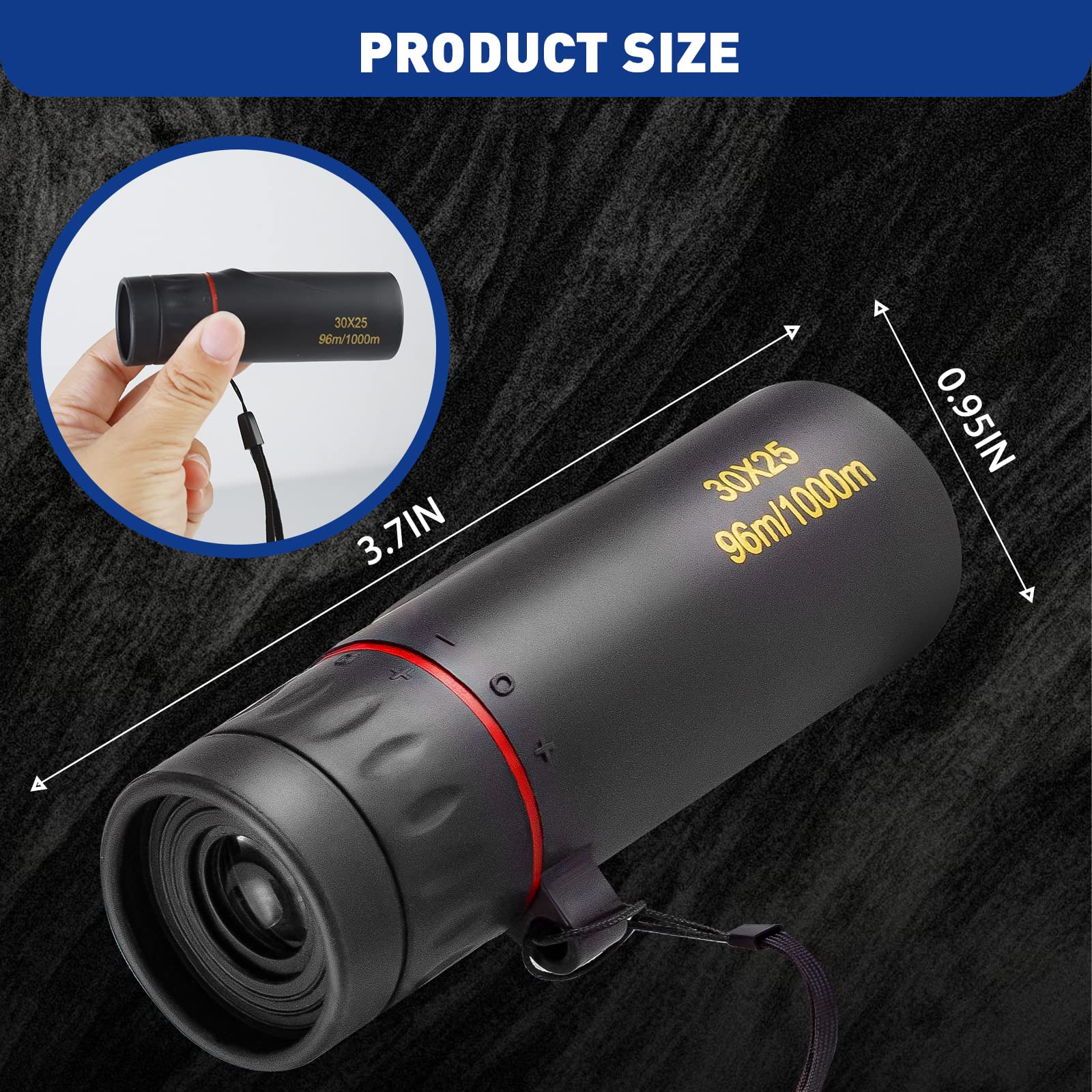 HDAJY Monocular Telescope, Upgrade 30 x 25 HD Monoculars for Adults High Powered, Be Used for Stargazing, Hunting, Black