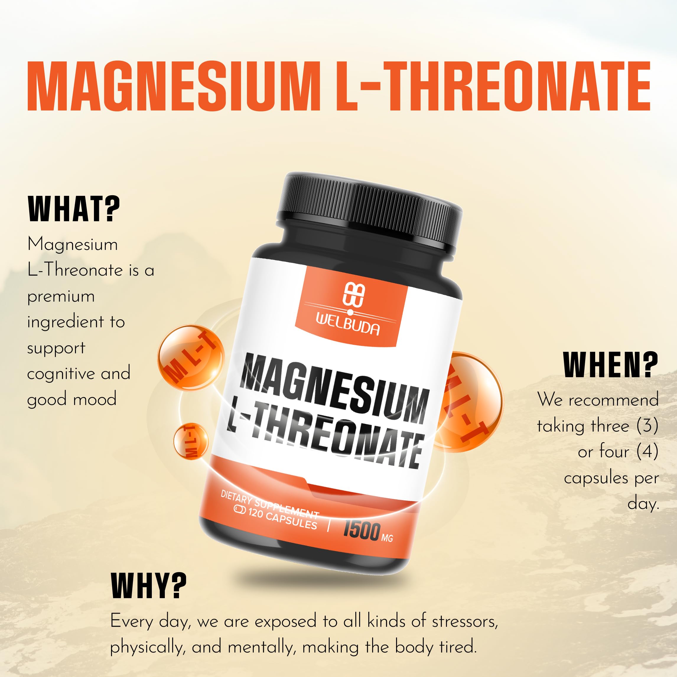 12% Purified Magnesium L-Threonate Capsules - 1500 Mg - 120 Capsules - Providing 180mg Elemental Magnesium L-Threonate