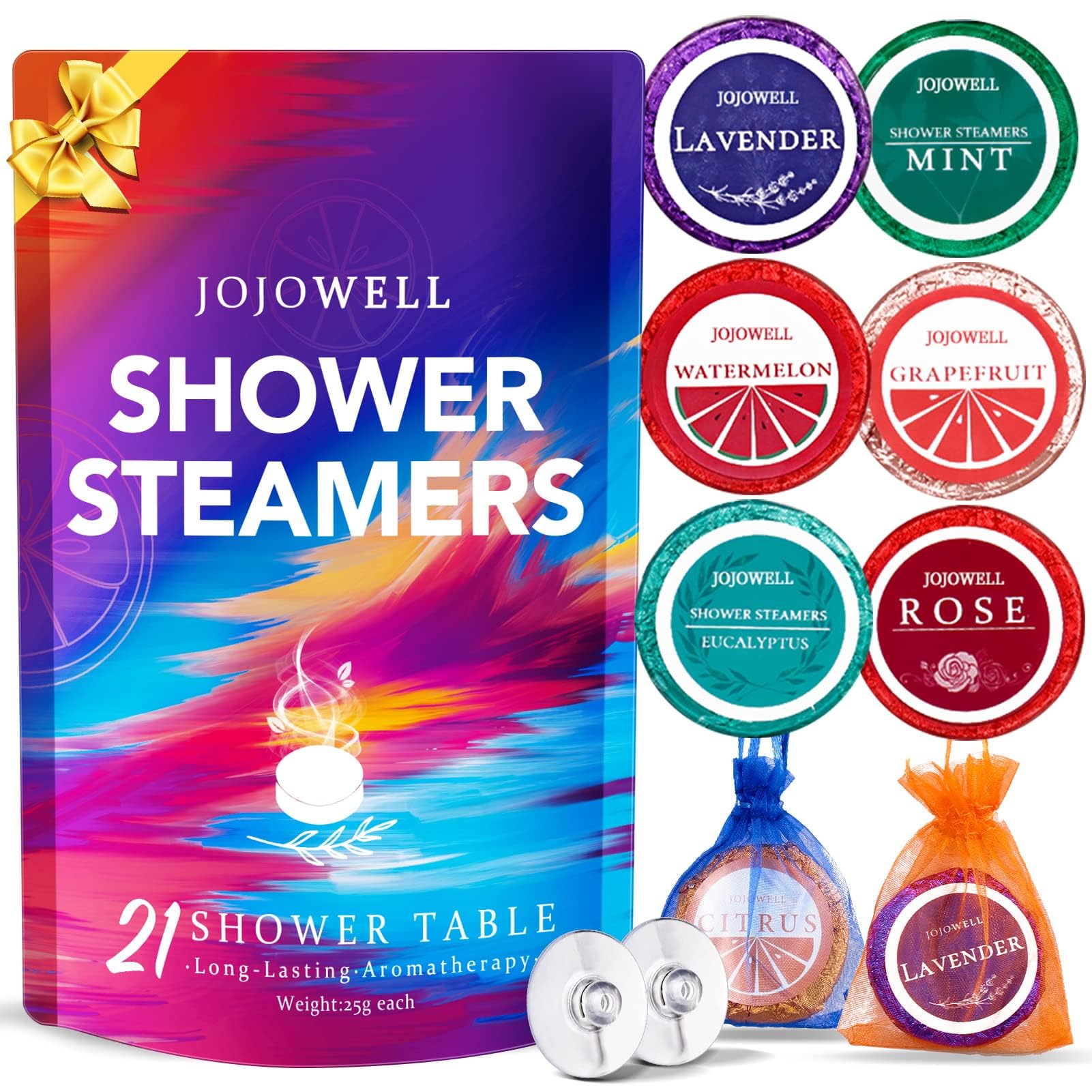 JoJowell Shower Steamers Aromatherapy - 21Pcs Shower Bombs Birthday Gifts for Women Essential Oil, Nasal Relief, Self Care Spa Gifts for Women, Christmas Gifts for Mom, Stocking Stuffers for Women