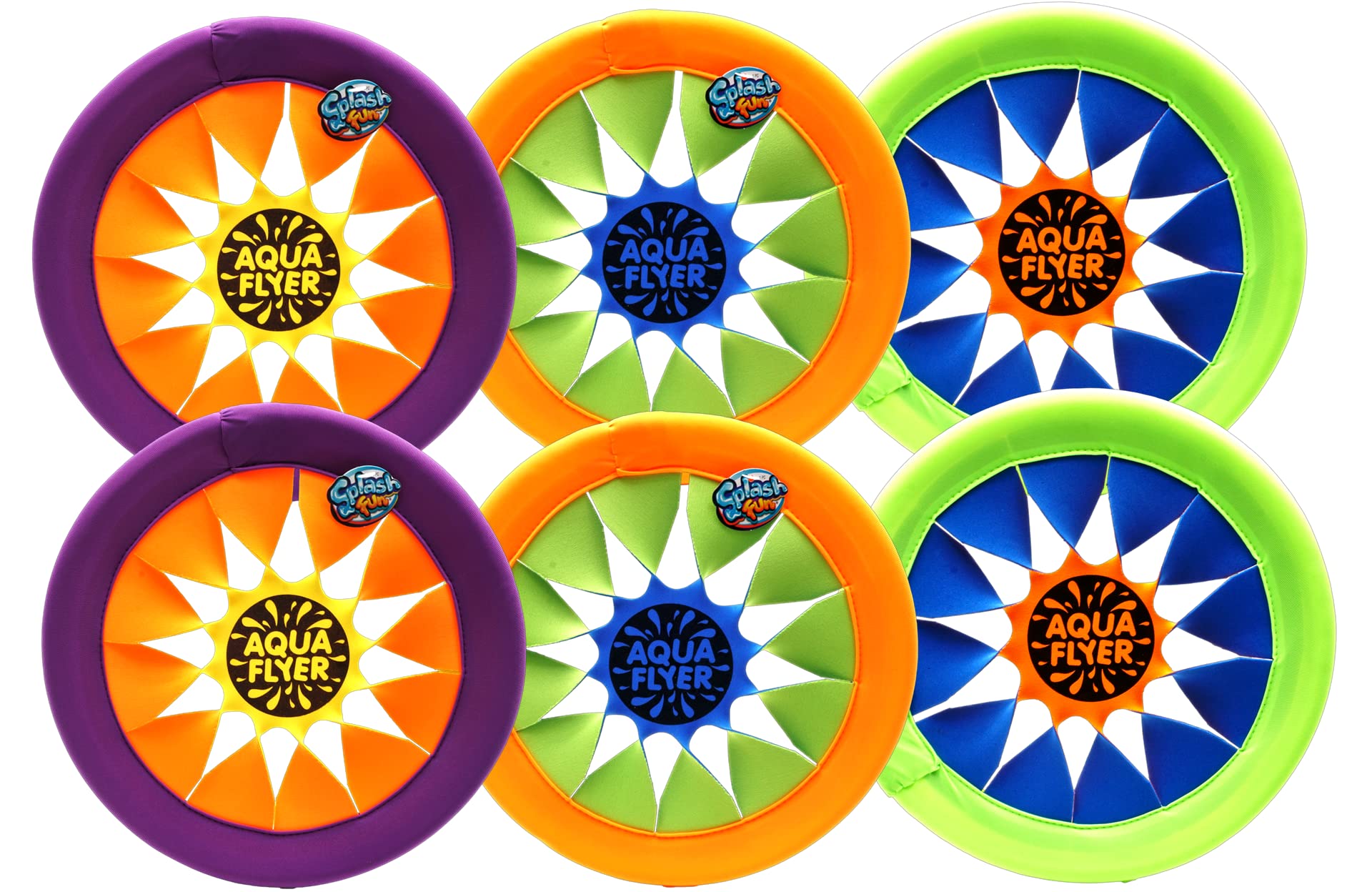 JA-RU Splash Fun Aqua Flyer Soft Frisbee (6 Frisbees Assorted) Easy & Super Soft Flying Disc for Kids & Adults, Beginner Friendly. Indoor & Outdoor Frisbee Games. Pool Beach Water Toy. 1031-6