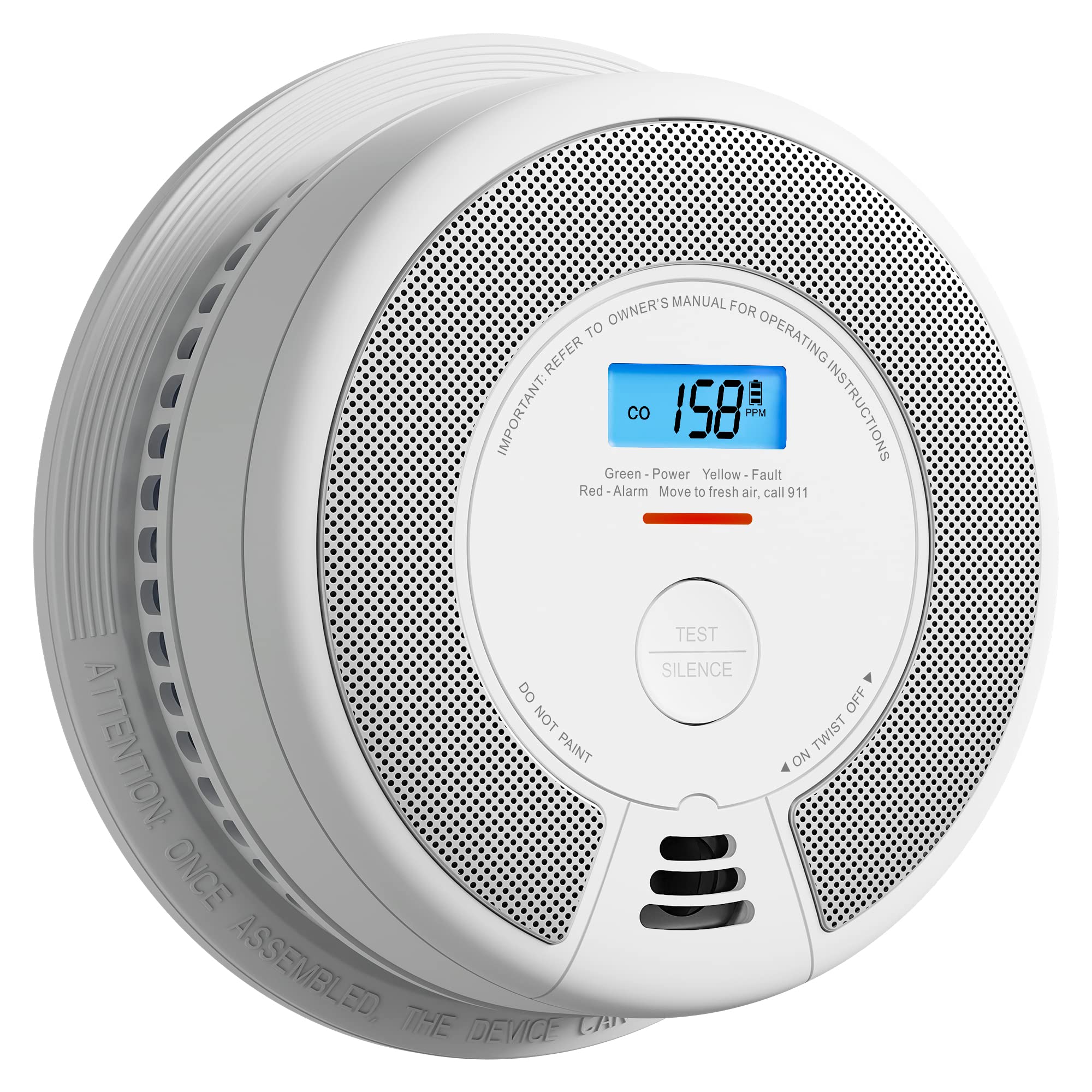 X-Sense 10-Year Battery Combination Smoke Carbon Monoxide Alarm Detector with Large LCD Display (Standalone Model)