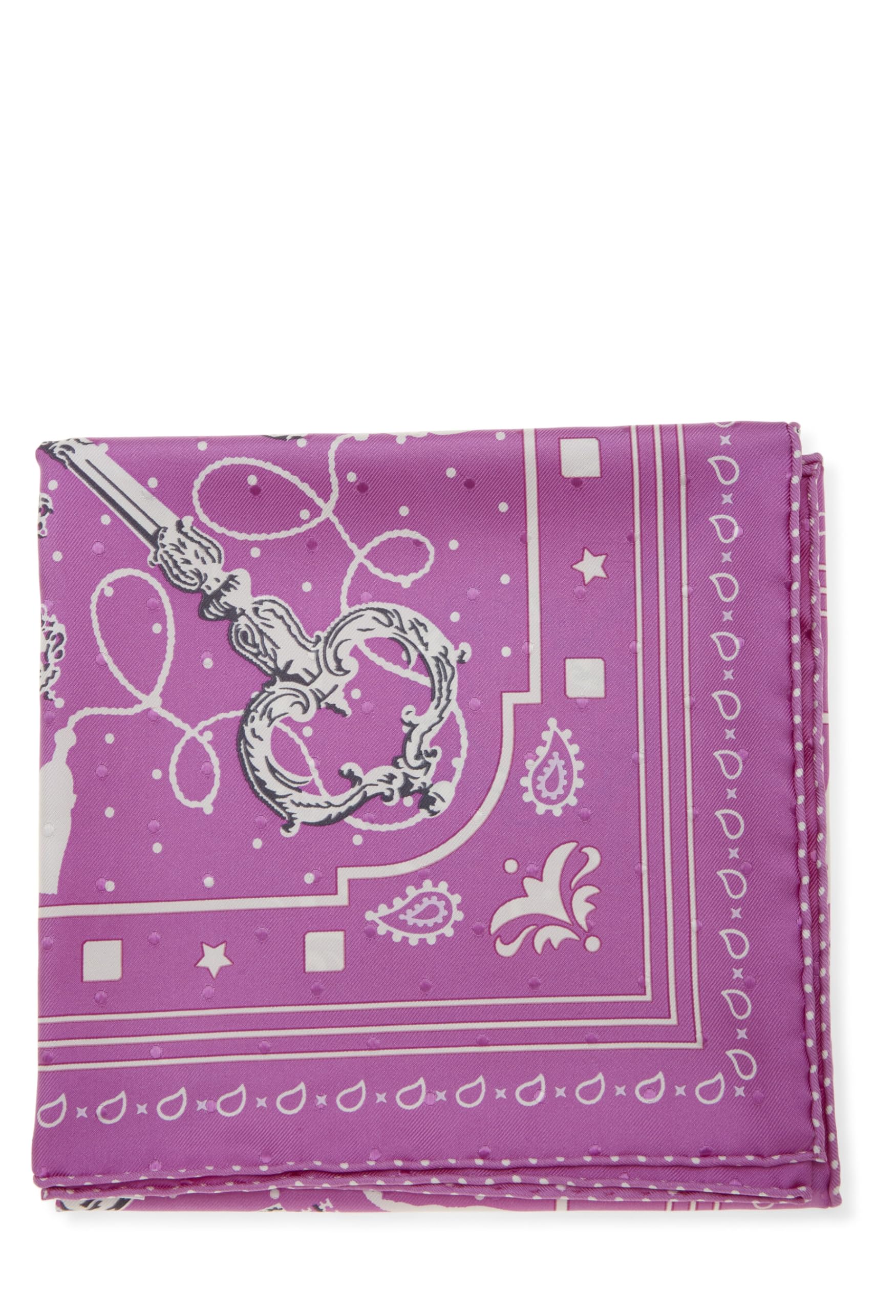 Hermès, Pre-Loved Purple & Multicolor 'Les Cles' Bandana, Purple