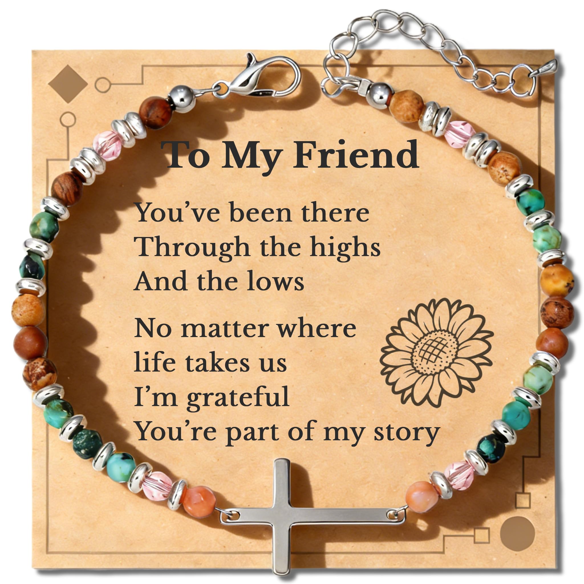 Friendship Cross Bracelet for Women, Meaningful Christian Jewelry Gift for Best Friend, BFF or Sister, Adjustable Inspirational Bracelet for Birthday, Christmas & Everyday Gifting (Best Friend)