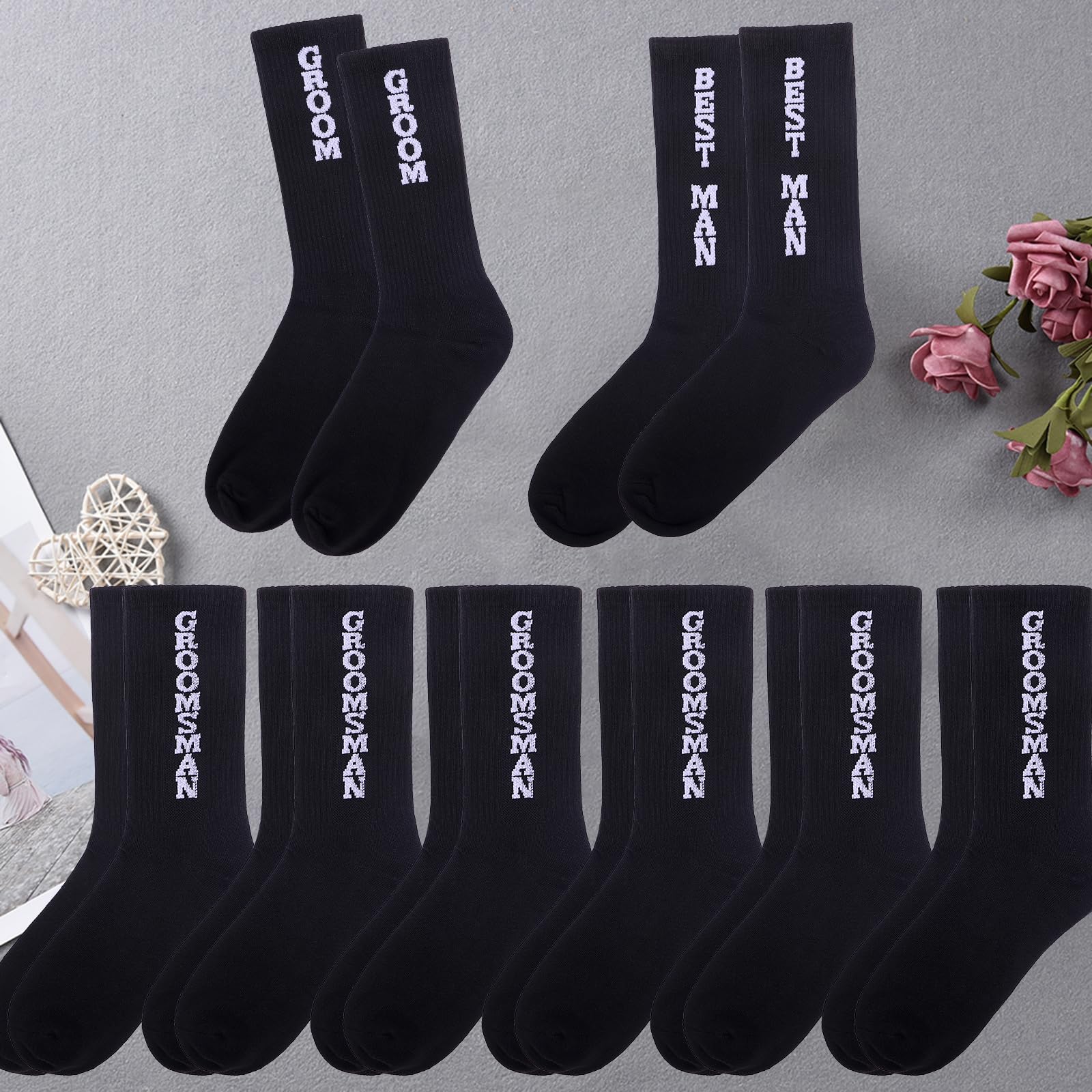 ZXGXLAW 8 Pair Groom Groomsmen Gifts For Men Wedding Gifts Novelty Socks Funny Proposal Gifts Bestman