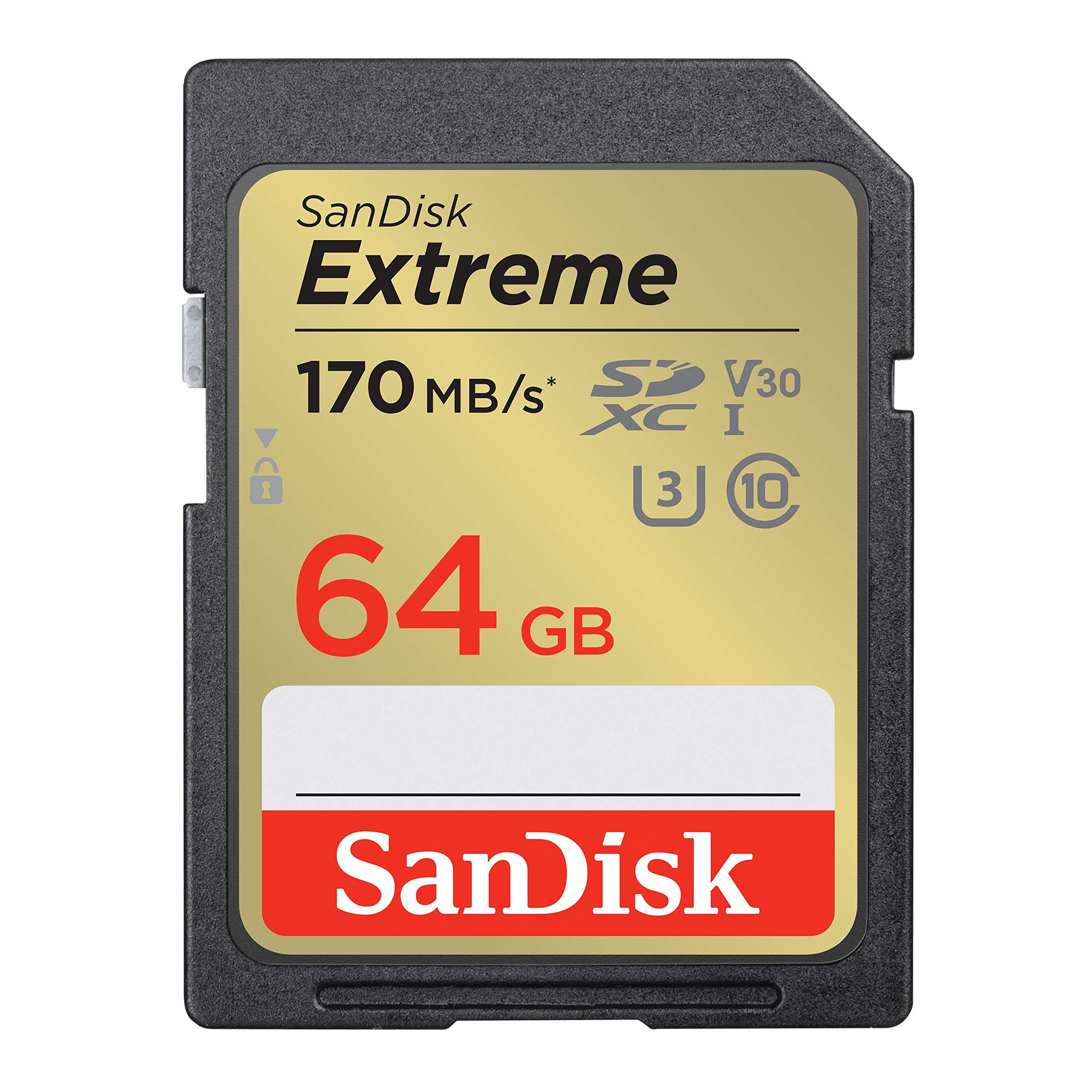 SANDISK 64GB Extreme SDXC UHS-I Memory Card - C10, U3, V30, 4K, UHD, SD Card - SDSDXV2-064G-GNCIN