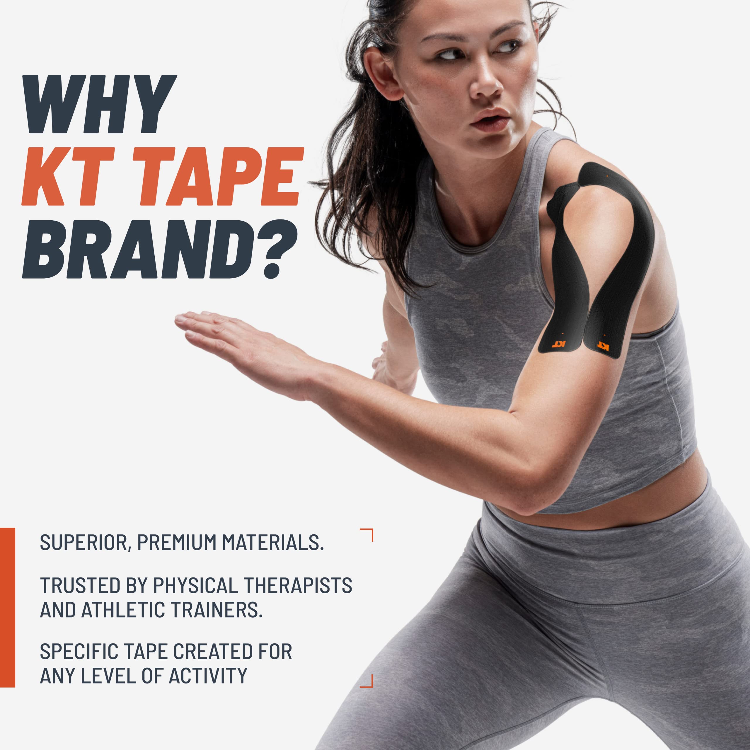 KT Tape, Original Cotton, Elastic Kinesiology Athletic Tape, 150 Precut 10” Strips, Black