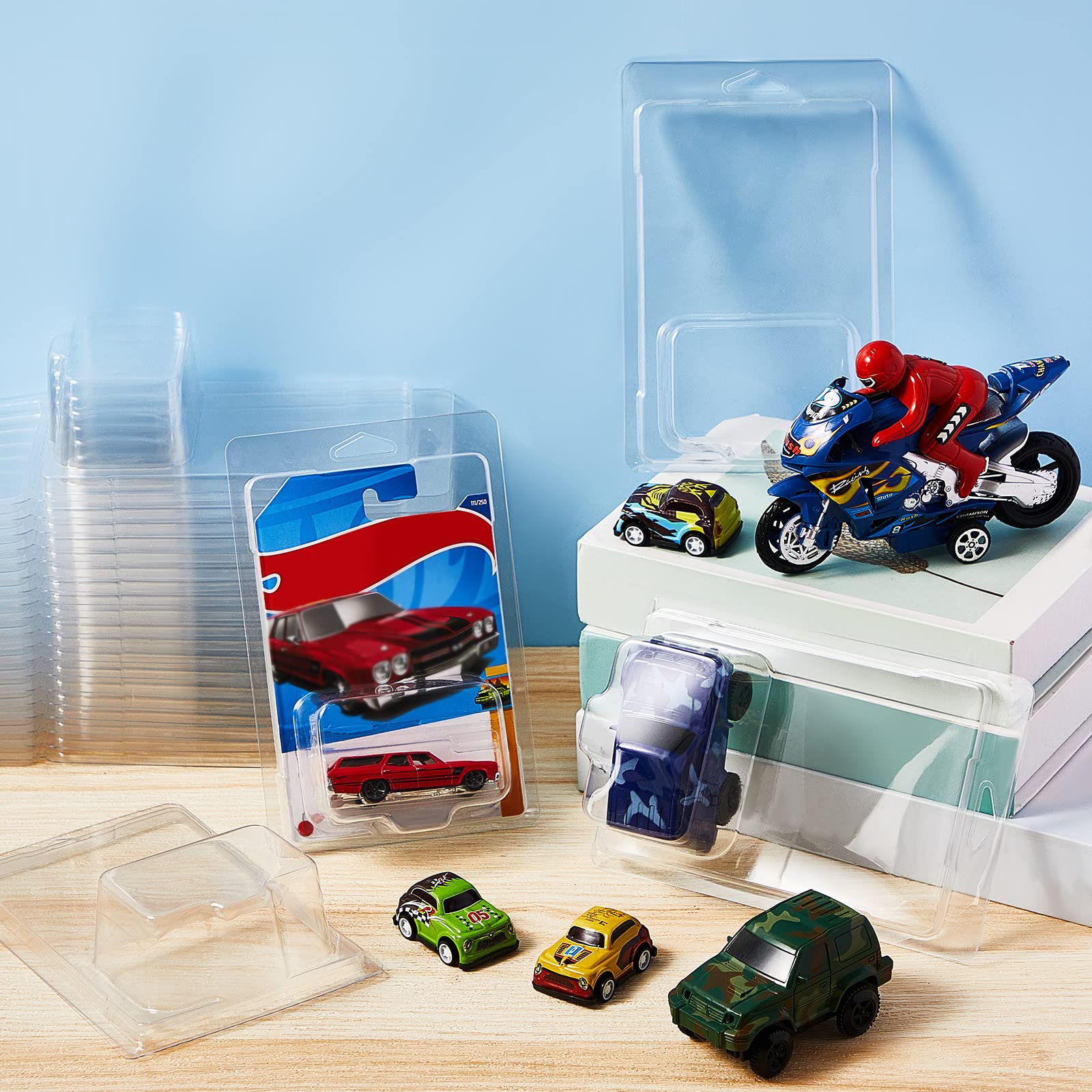 Tatuo 12 Pcs Protector Packs Compatible with Hot Wheels Model Car Clamshell Cases Plastic Display Protective Case Clear Die Cast Car Blister Pack Covers Storage(7.5 x 5 x 2 Inch,Stylish Style)