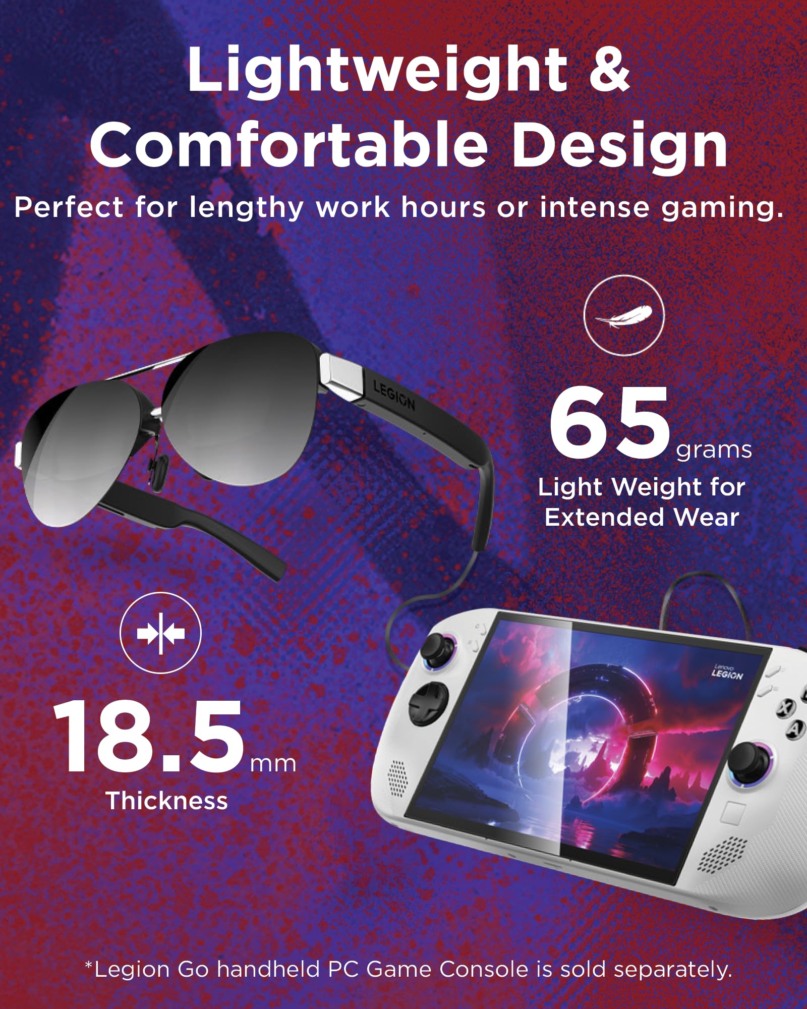Lenovo Legion Glasses Gen 2 - Micro-OLED Personal Wearable Monitor for Gaming & Movies, FHD 120Hz Plug-and-Play Display Legion Go & USB-C Devices, High-Fidelity Audio & Privacy