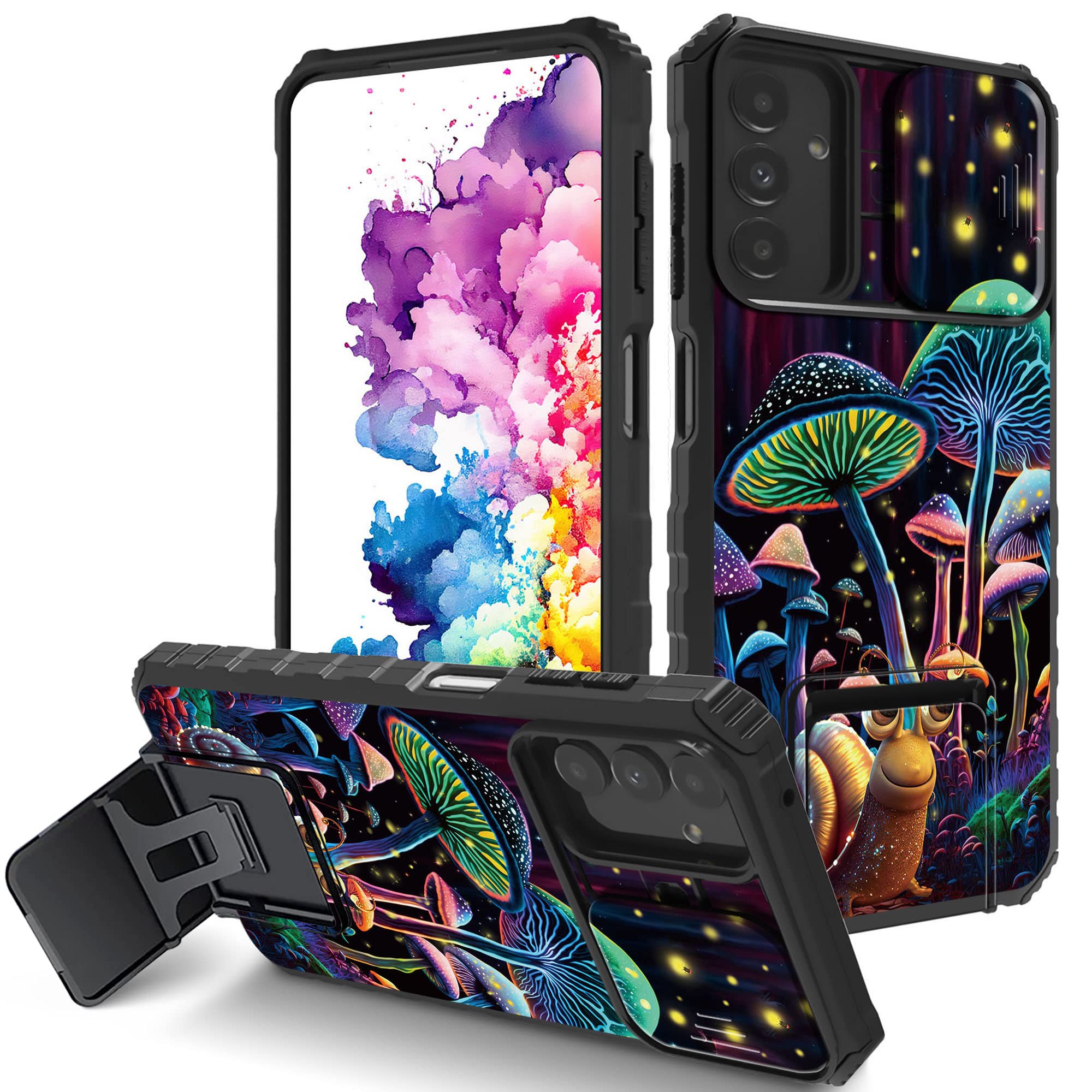 RYUITHDJP for Samsung Galaxy A13 5G Case 6.5" Kickstand Snail Mushroom Design Phone Case for Samsung Galaxy A13 5g Case Camera Lens Protect Shockproof Bumper Full Protection Case