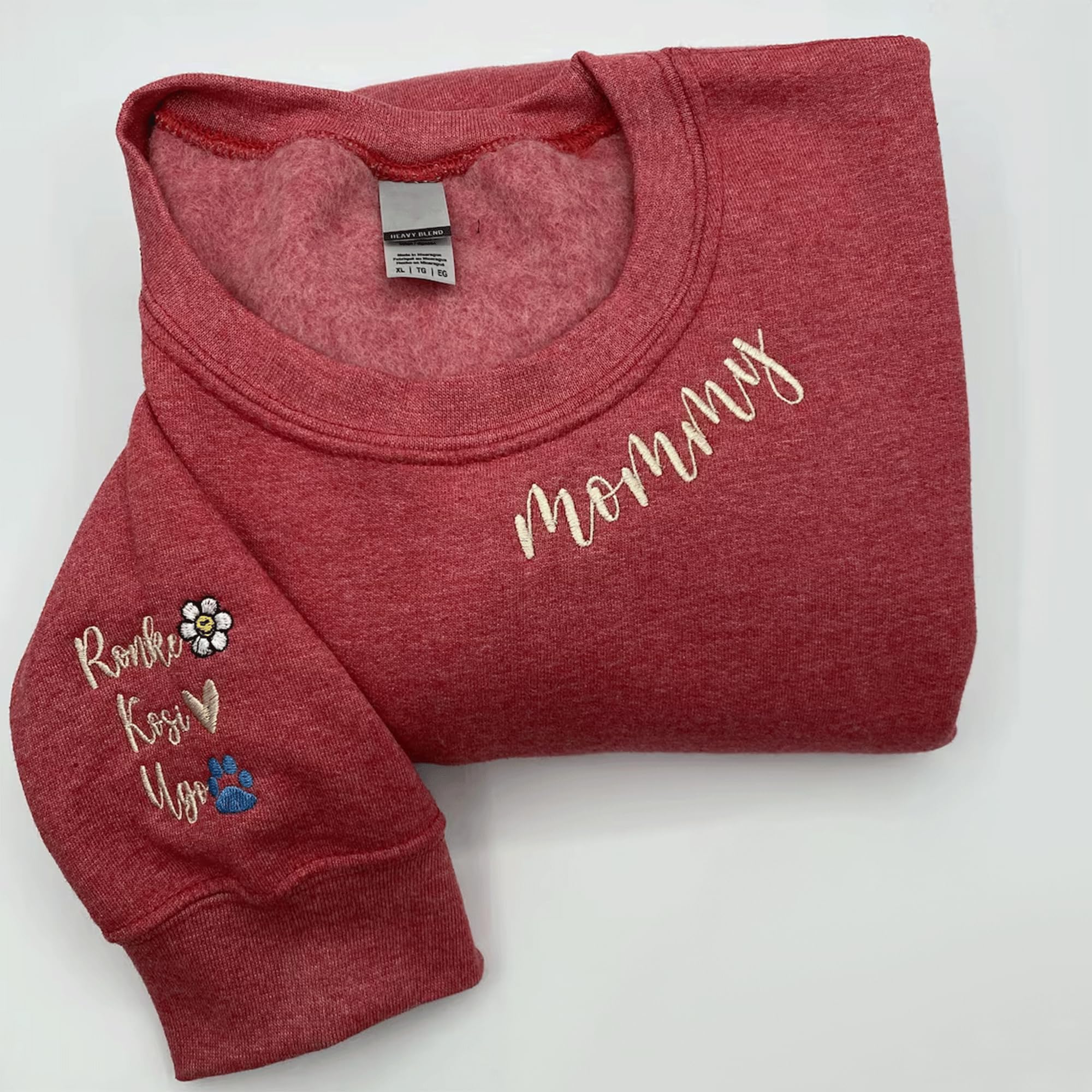 Custom Embroidered Crewneck Sweatshirt, Personalized Embroidered Mama Sweatshirt with Kid Names on Sleeve, Embroidery Crewneck Sweater, Personalized Embroidery Sweatshirt for Mom, Auntie, Grandma