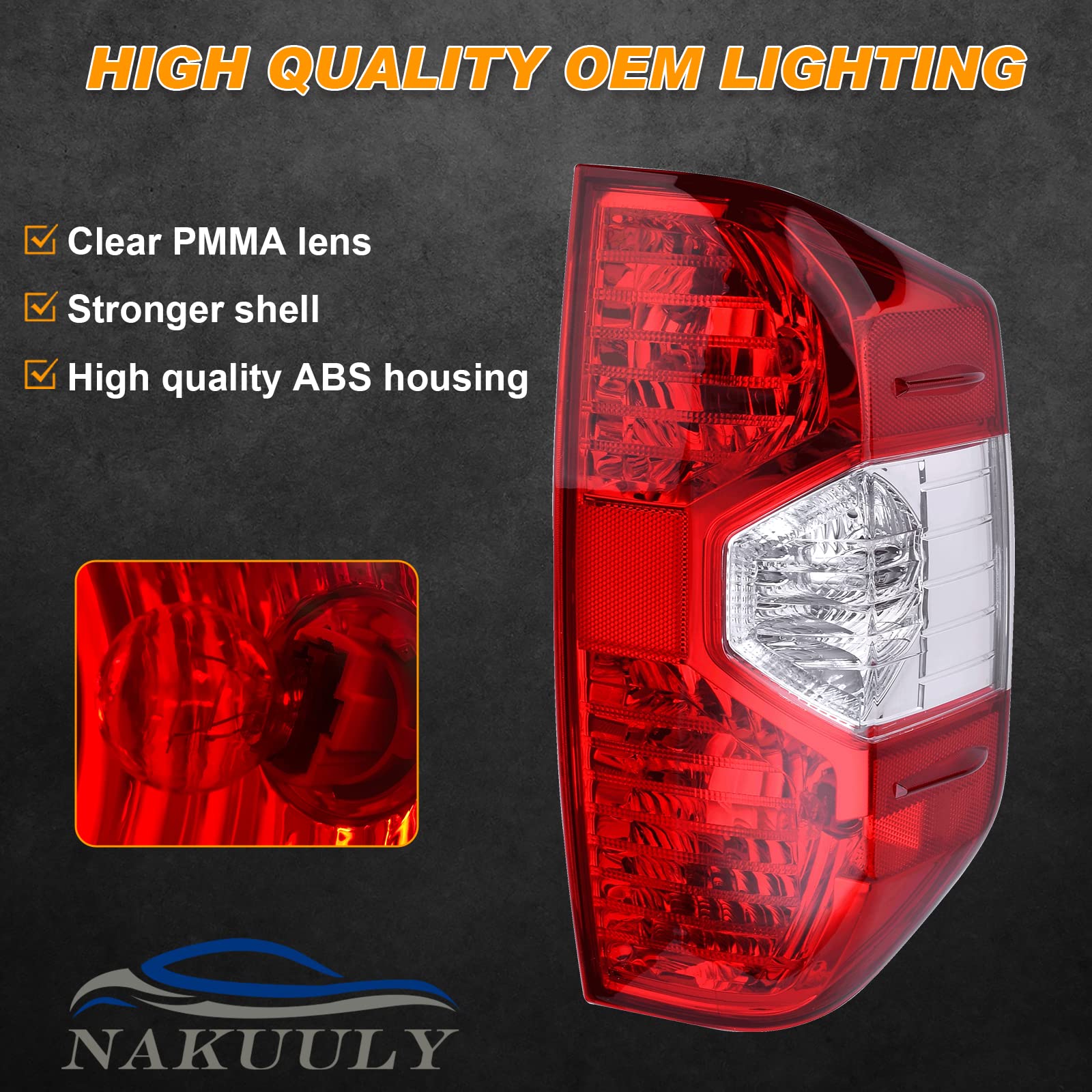 Nakuuly Tail Light Compatible With Toyota Tundra 2014-2021 Pickup Right Passenger Side Taillight Rear Brake Lamp Assembly without Bulb Replace# 81550-0C100