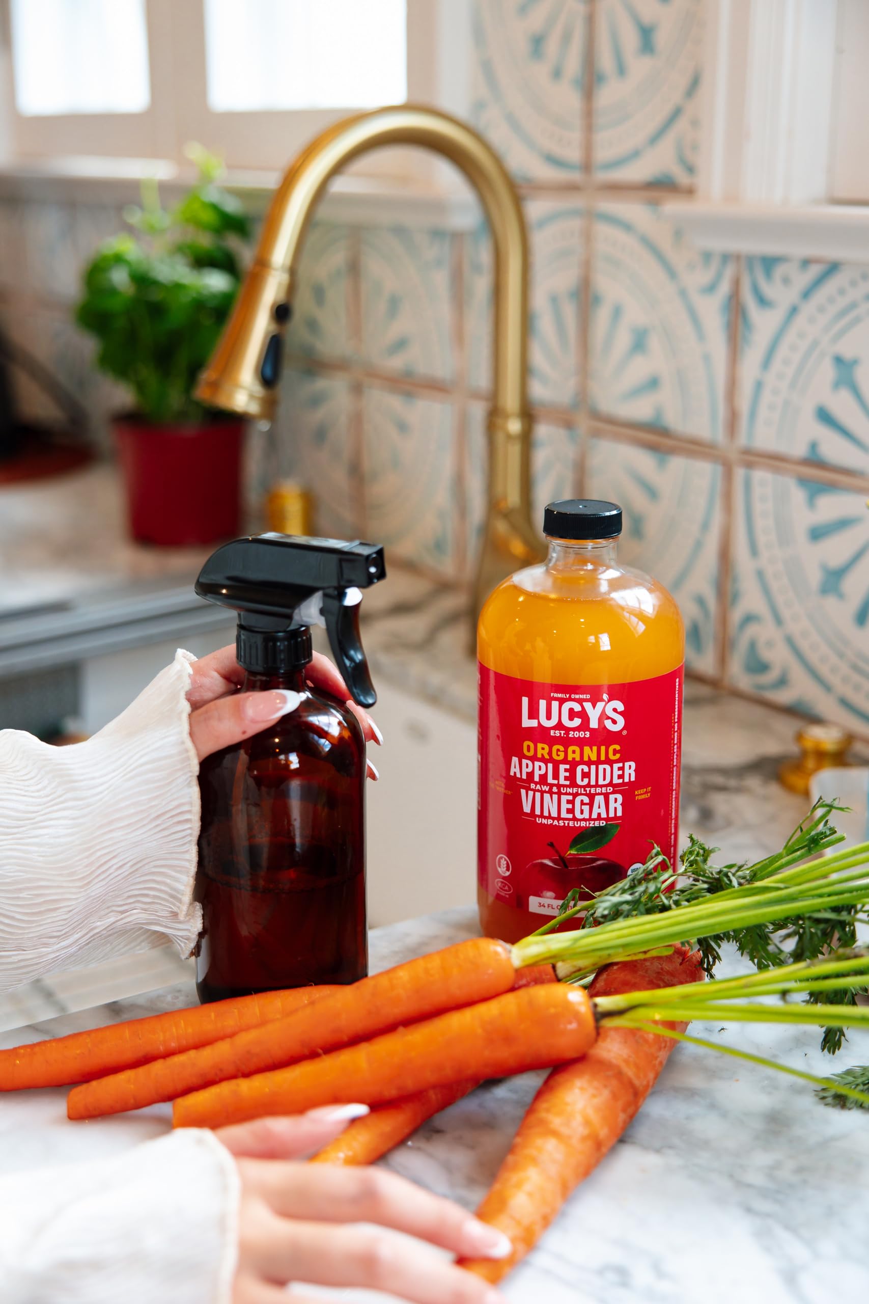 Lucy's Family Owned - 34oz. GLASS BOTTLE (2 PACK) Organic, With the Mother, Apple Cider Vinegar, Unfiltered, Unpasteurized, Raw, and NonGMO