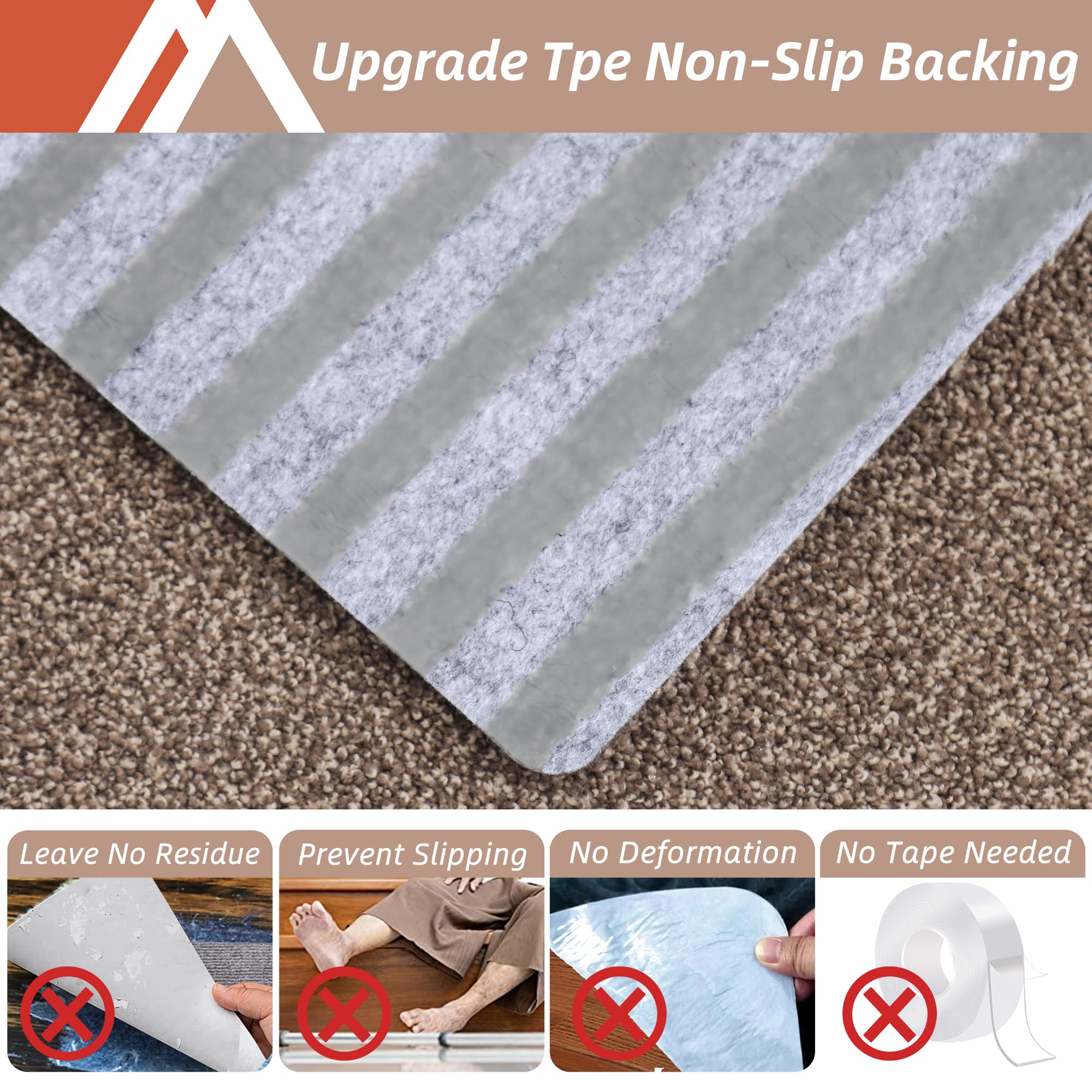 COSY HOMEER Stair Treads Non-Slip 15pcs Carpet Mat 28inX9in Indoor Stair Runners for Wooden Steps, Stair Rugs for Kids and Dogs, 100% Polyester TPE Backing Beige,Protect Floor