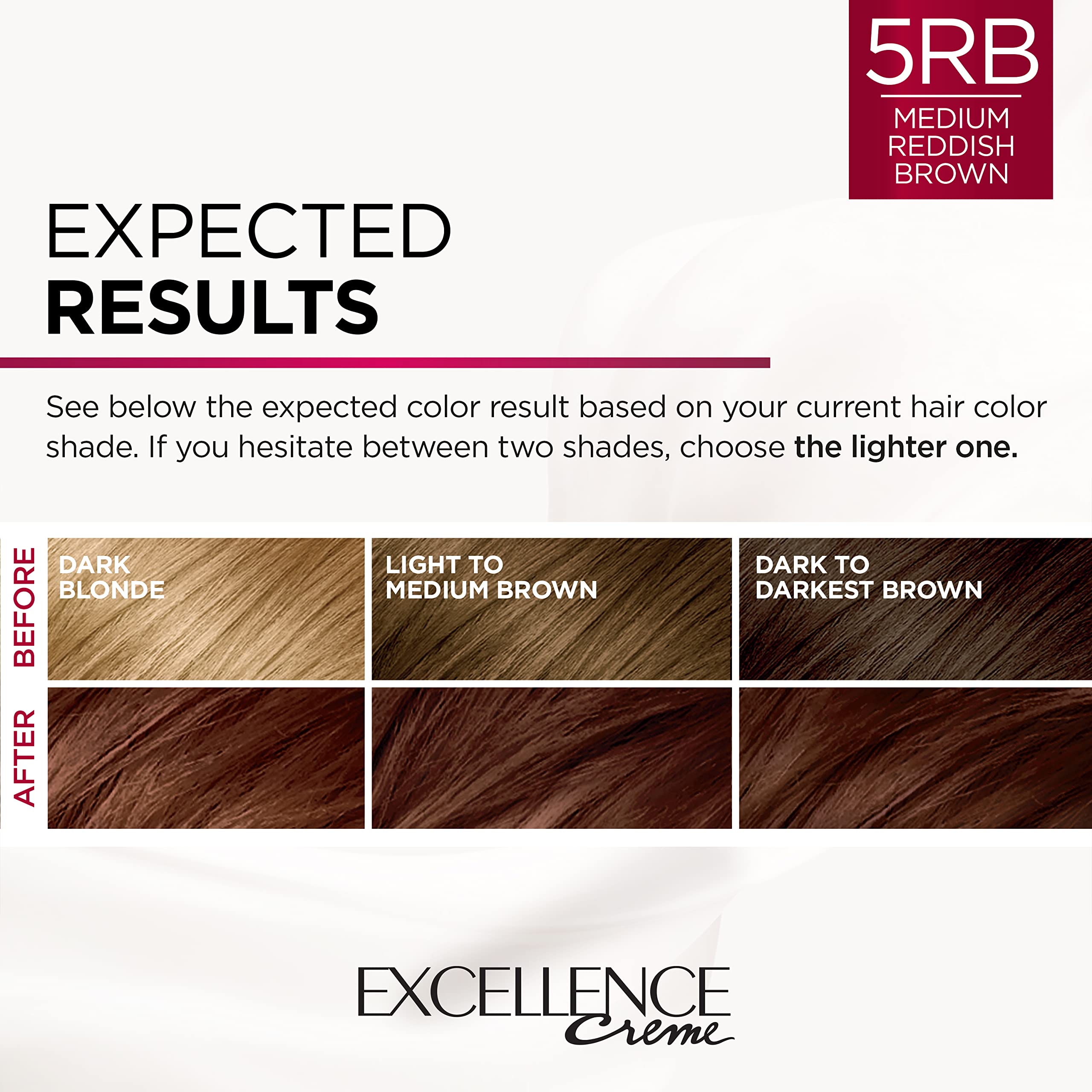 L'Oreal Paris Excellence Creme Permanent Hair Color, 5RB Medium Reddish Brown, 100 percent Gray Coverage Hair Dye, Pack of 2