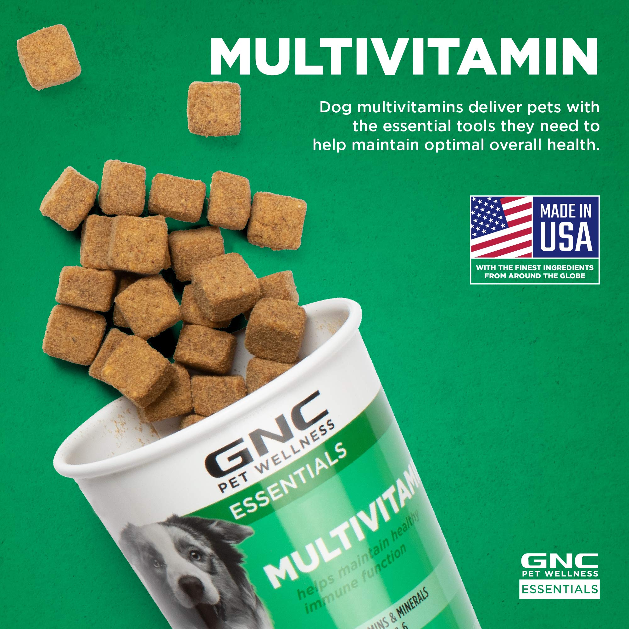 GNC Essentials Dog Multivitamin Soft Chews - 60 ct Salmon Oil Dog Supplement Immune Booster - Bacon Flavor Chewable Dog Multivitamin with Vitamins and Minerals