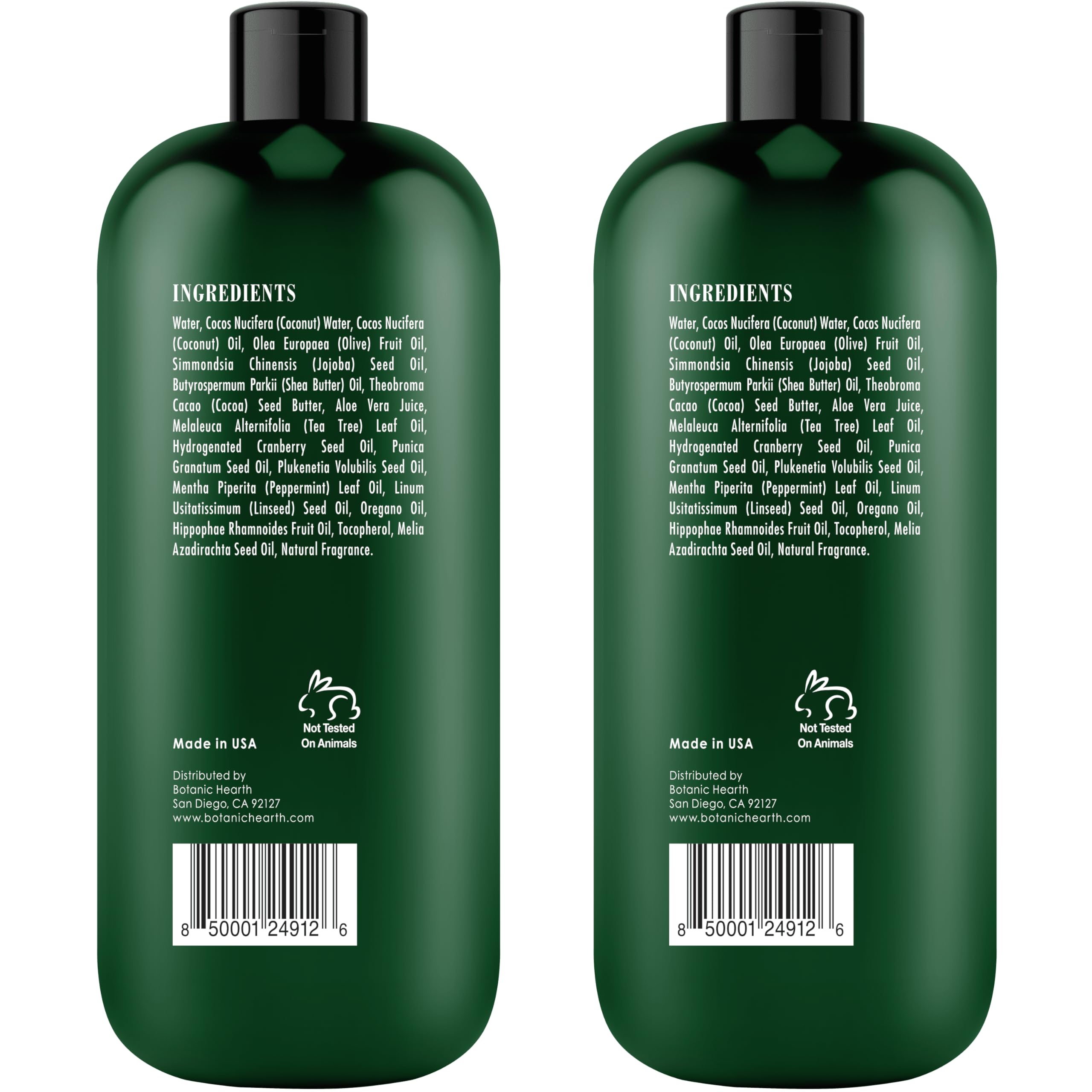 Botanic Hearth Tea Tree Body Wash with peppermint oil| for Men and Women 16 fl. oz. Pack of 2