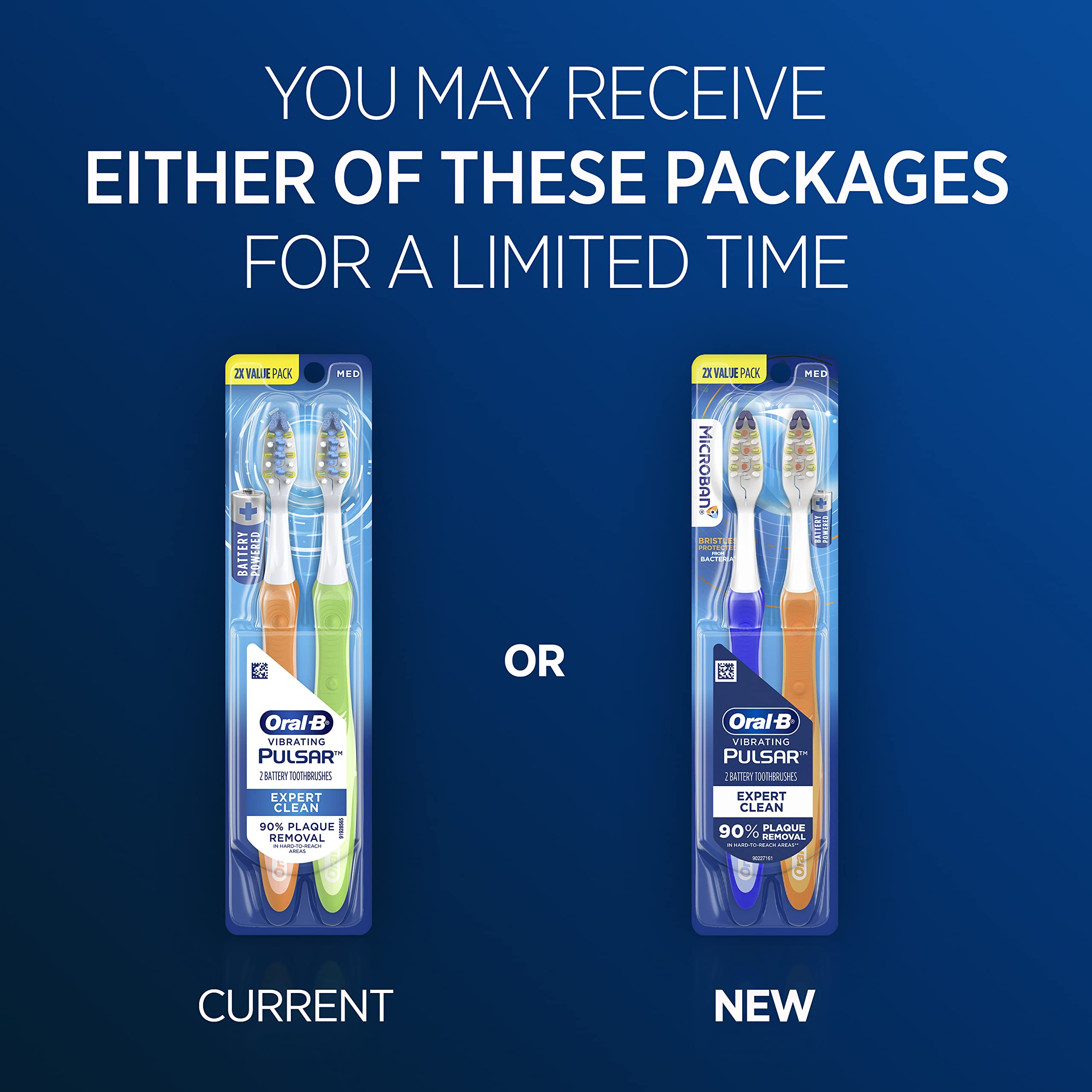 Oral-B Pulsar Expert Clean Battery Toothbrush, Medium, Tooth Brush Pack of 2, (Packaging may vary), Oral Care