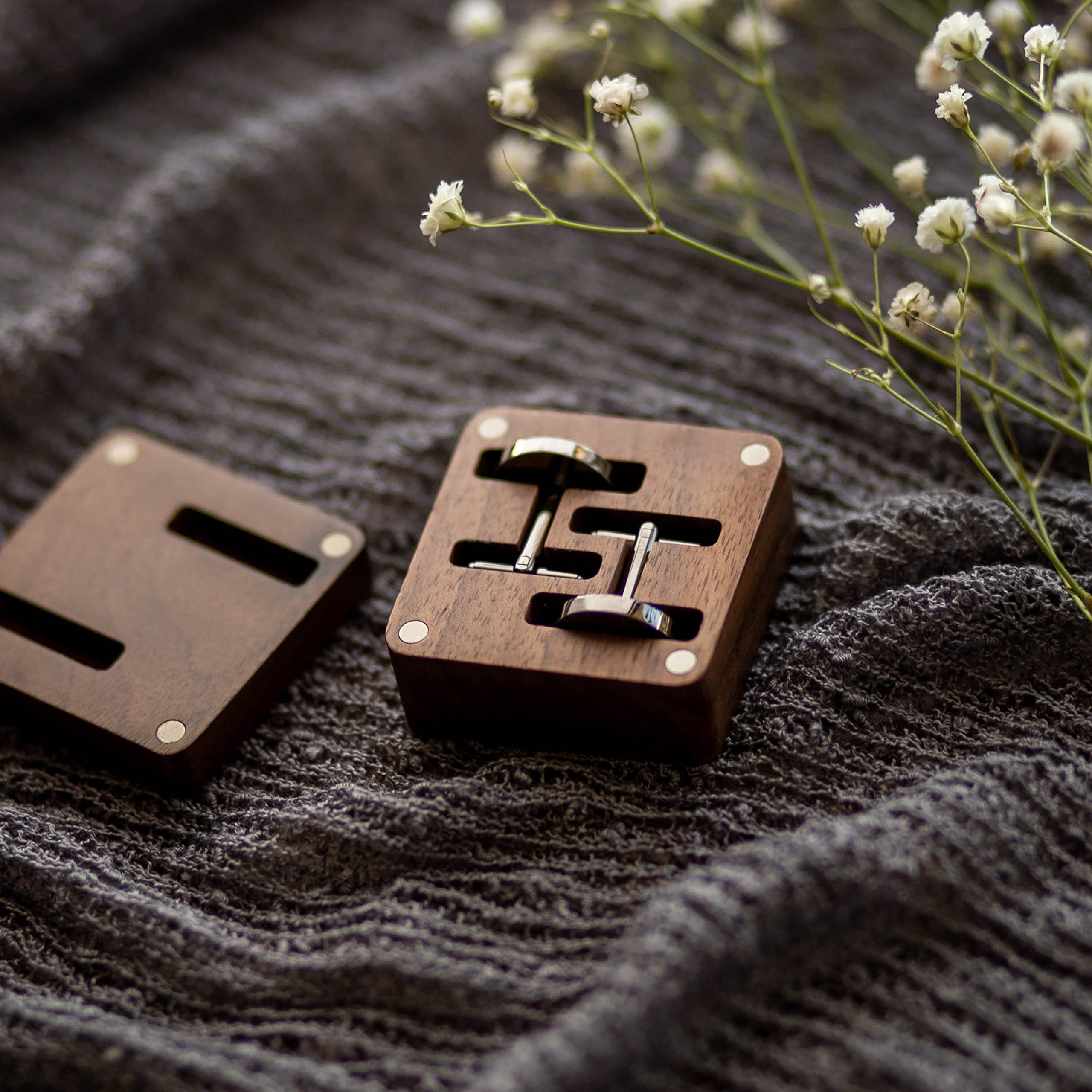 MUUJEE Cufflinks with Engraved Wood Gift Box - To My Groom on Our Wedding Day Mens Unique Fiance Gift from the Bride or Wife for Future Husband on Marriage Ceremony Premium Stainless Steel