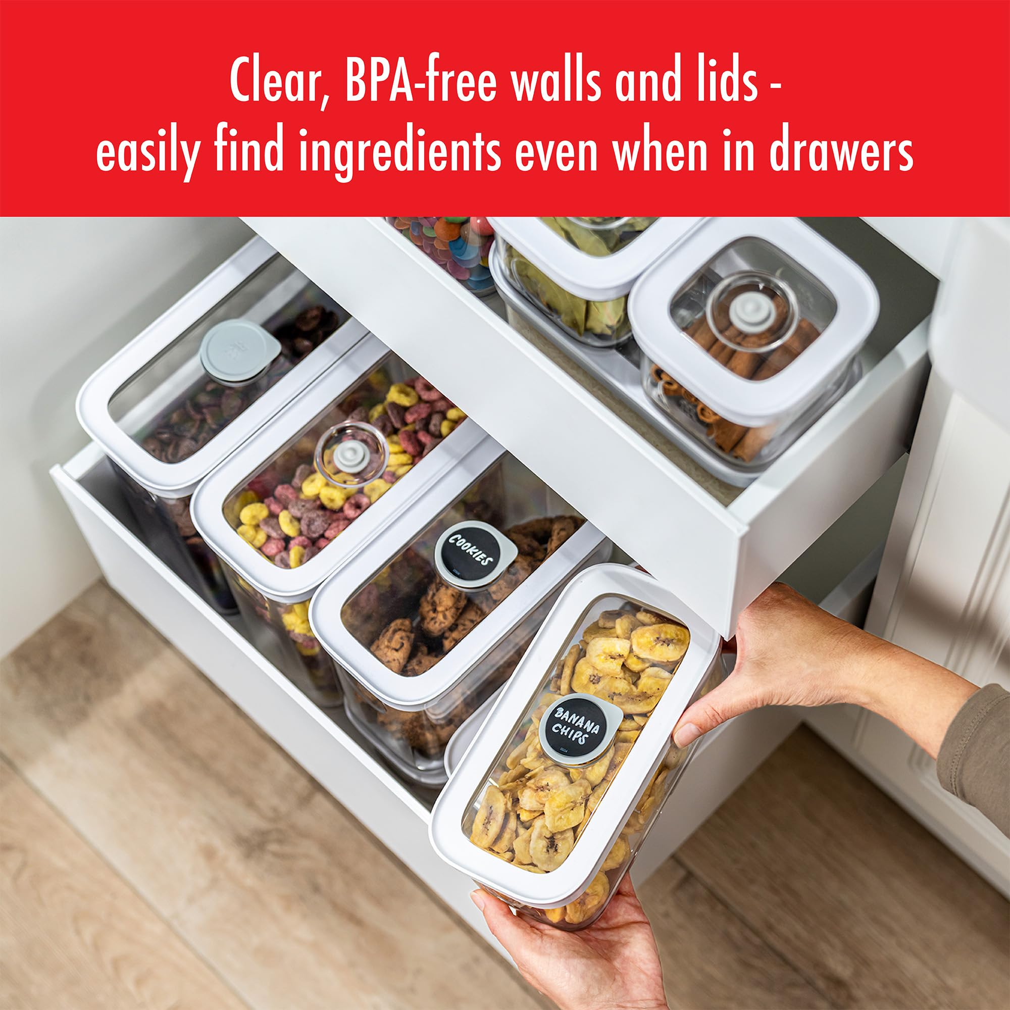 ZWILLING Fresh & Save Cube Box Set, 12-pc, Plastic, Airtight Dry Food Storage Container, Small & Medium Cube Set