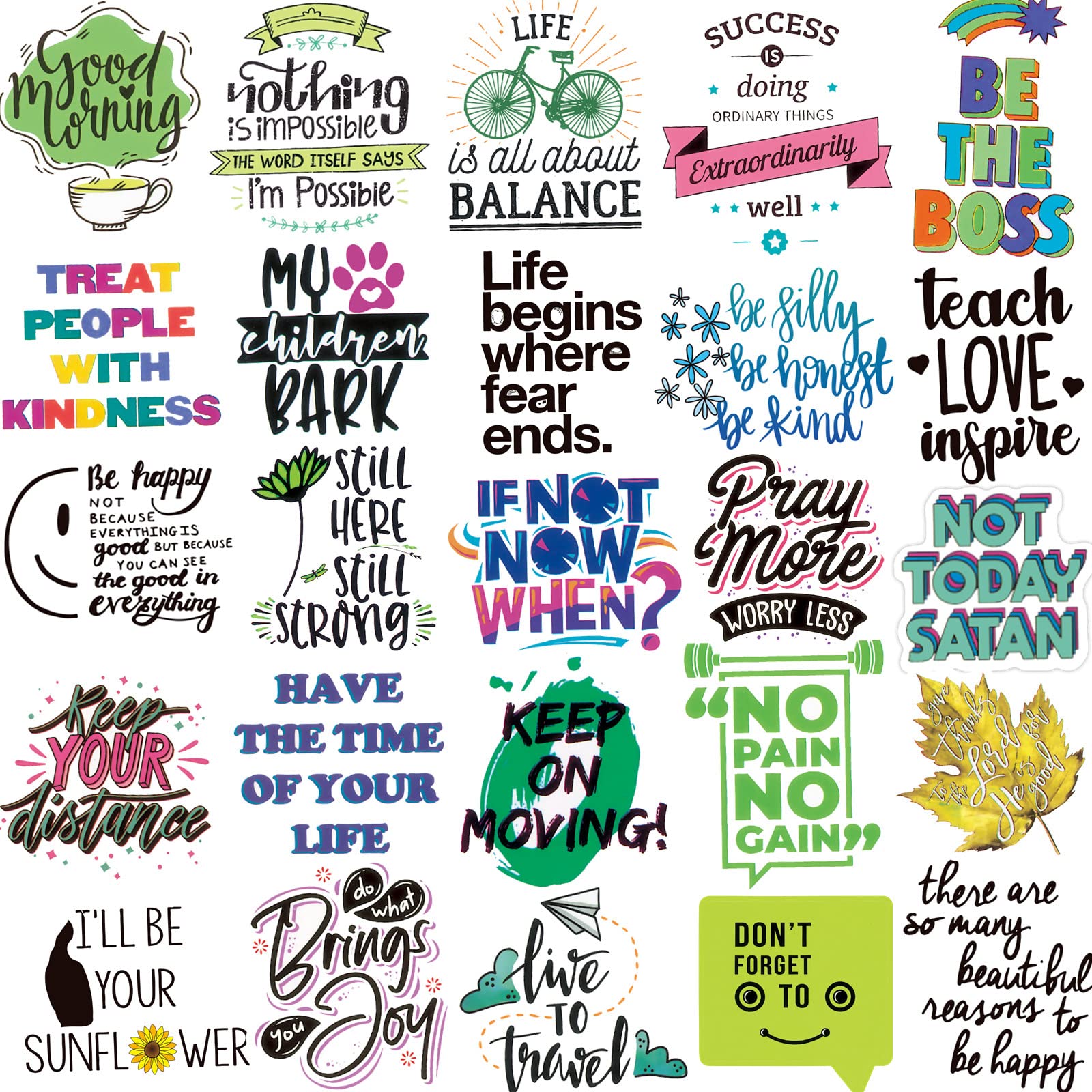 200PCS Positive Motivational Words Stickers for Adults, Inspirational Quote Stickers for Teens Kids Teachers Employees, Water Bottle Stickers for Laptop Vision Board Hydroflasks Journaling Scrapbook
