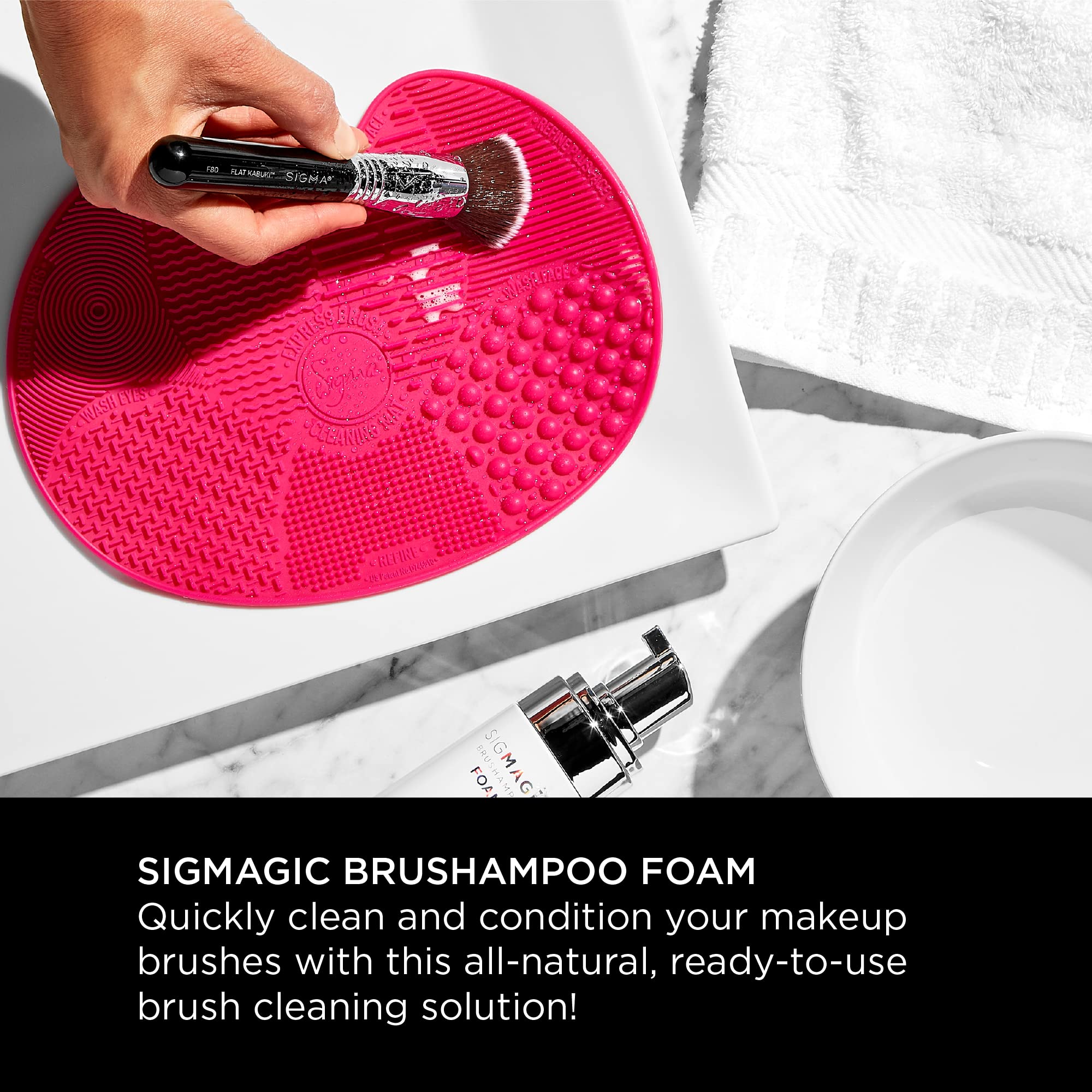 Sigma Beauty Sigmagic Foam Makeup Brush Shampoo – Makeup Brush Cleaner Solution with Professional Grade Formula to Remove Makeup Residue and Build Up on Makeup Brushes & Makeup Sponges (6.76 FL Oz)