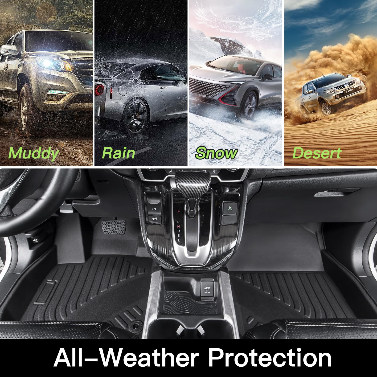 RILLEC Floor Mats Accessoires 3 Row Liners Set & Cargo Liners Custom Fit for 2020-2025 Hyundai Palisade SE/SEL/SEL Premium/XRT/Limited/Calligraphy 7 and 8 Seats,All Weather TPE Winter Slush Car Mats