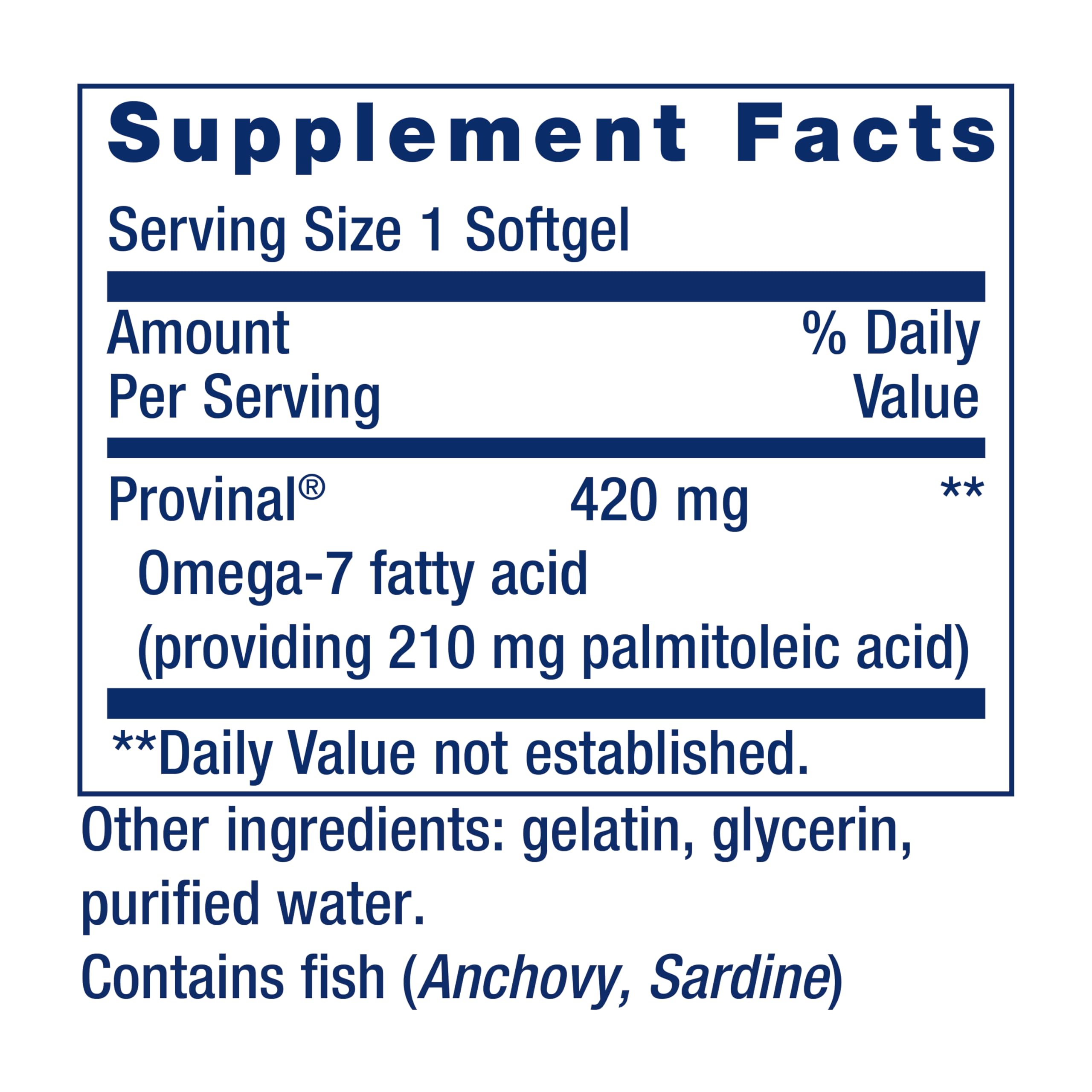 Provinal Purified Omega-7 - Daily Essential Omega 7 Fatty Acids Supplement, Palmitoleic Acid Fish Oil For Heart Health & Inflammation Management - Gluten-Free, Non-GMO - 30 Softgels Month Supply