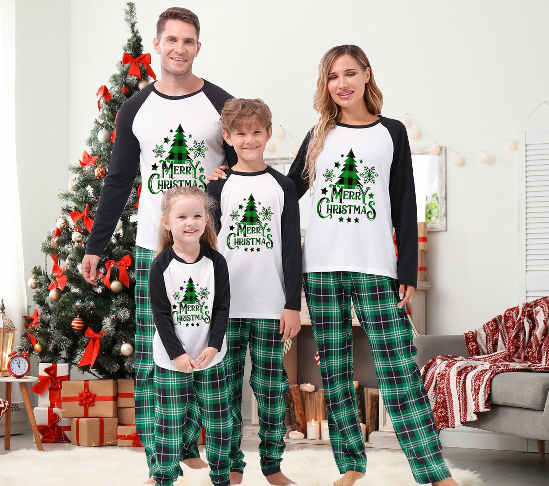 Finihen Matching Family Christmas Pajamas Men's Pajamas Tree Clothes Couple Pjs Sleepwear Size XL Color White