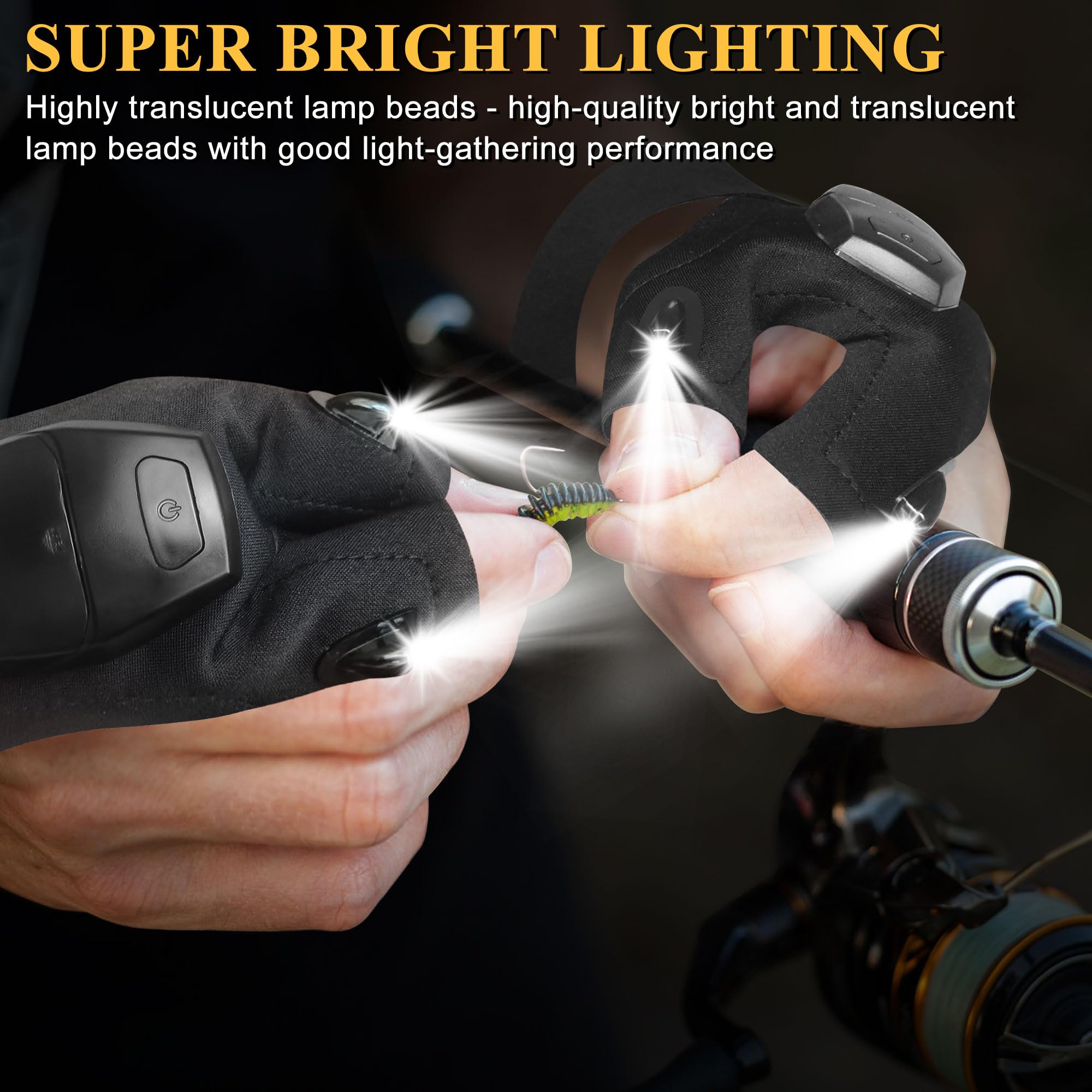 Vinstein Flashlight Gloves for Men,Led Flashlight Gloves Gadgets, Men’S Gifts for Dad, Boy Friend, Husband, Led Waterproof Flashlight Gloves for Camping, Fishing, Repairing