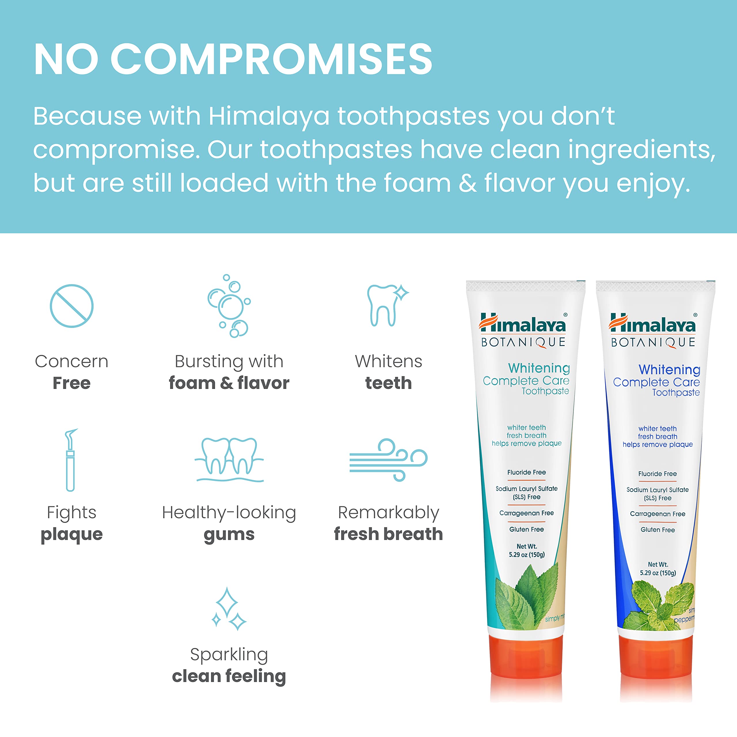 Himalaya Botanique Complete Care Whitening Toothpaste Variety Pack, Simply Mint and Simply Peppermint Flavors, Fluoride Free, for a Clean Mouth, Whiter Teeth and Fresh Breath, 5.29 oz, 2 Pack…