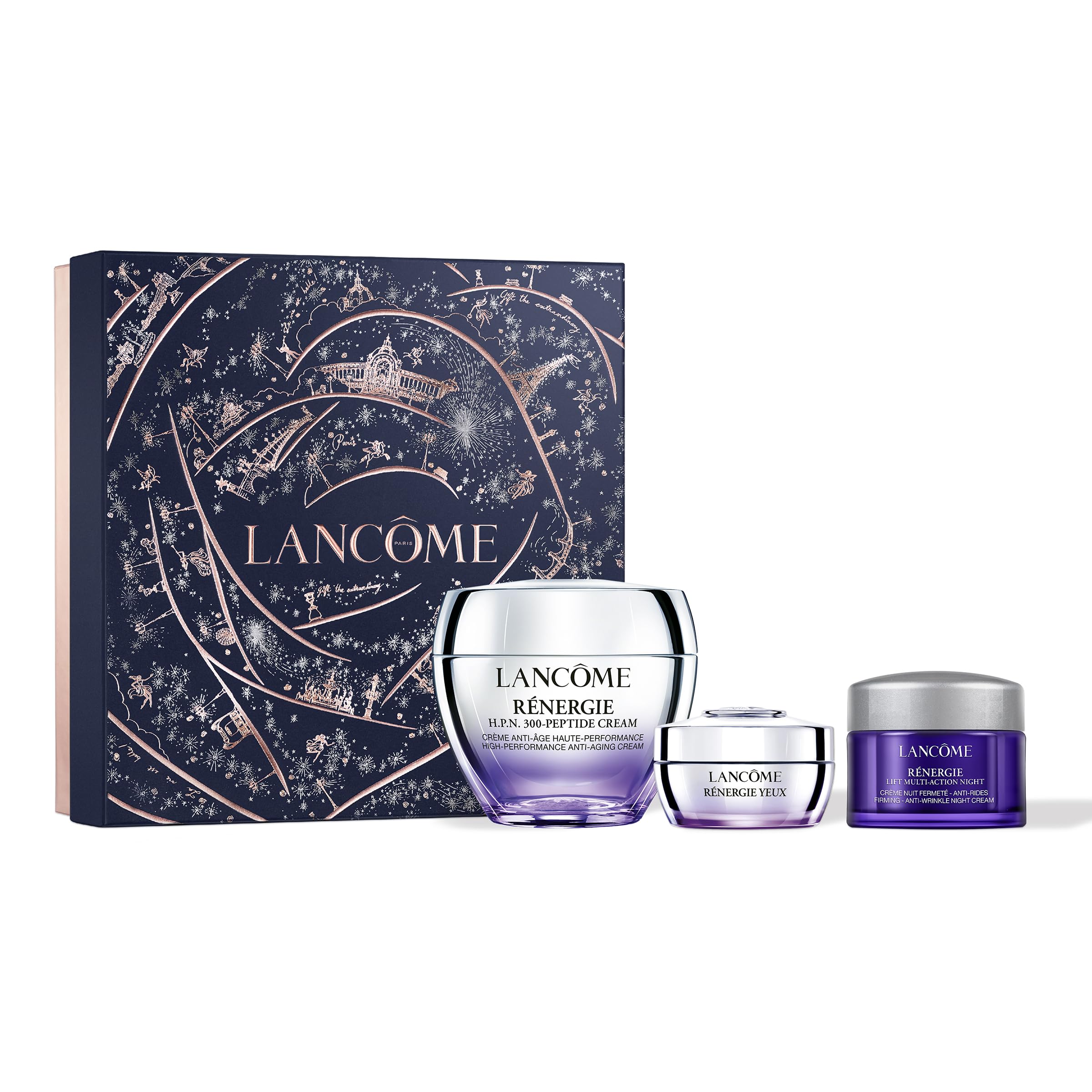 Lancôme Rénergie Skincare Gift Set - Full Size H.P.N. 300-Peptide Face Cream, Full Size Eye Cream & Travel Size Night Cream - Limited Edition