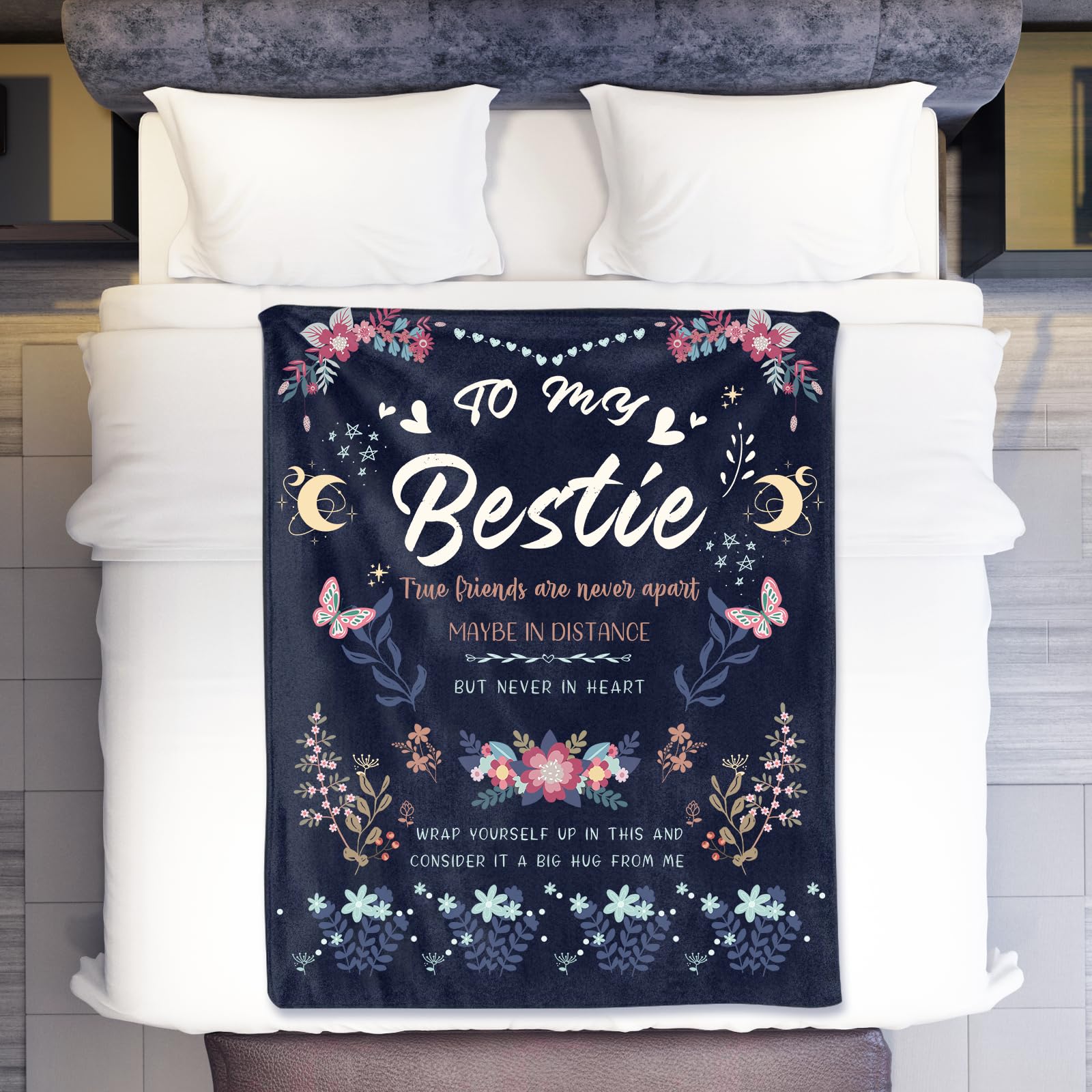 EOBIBIFUN Bestie Gifts for Women on Christmas - Best Friend Blanket Gift 60 x 50 Inch - Bestie Gift, Best Friend Happy Birthday Gifts - Friendship Flannel Throw Blanket Thinking of You Far Away Gifts