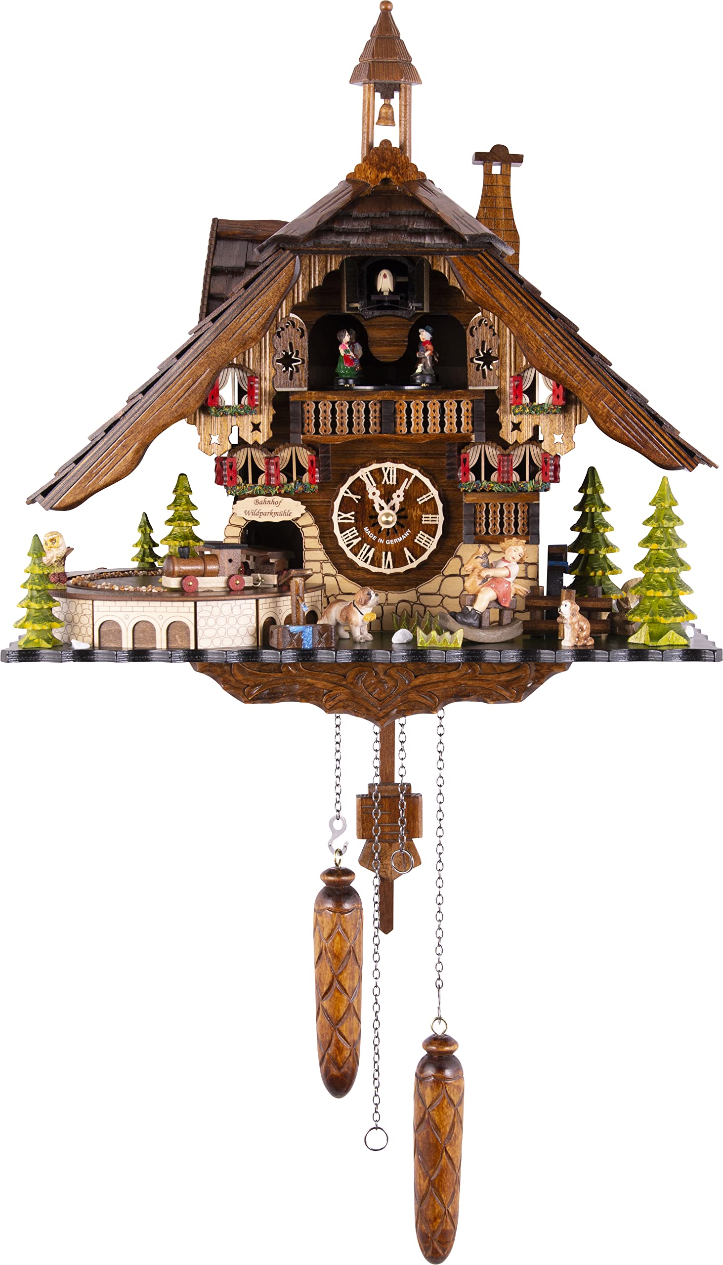 Cuckoo Palace Cuckoo Clock Deer Park Mill Station Chalet-Style 33cm Quartz-Movement