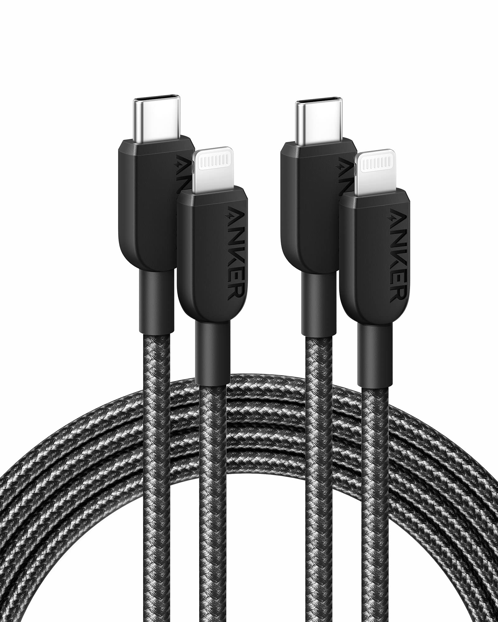 Anker 310 USB C to Lightning Cable(6FT,2Pack, Black), MFi Certified for iPhone 14 Series, and More(Charger Not Included)