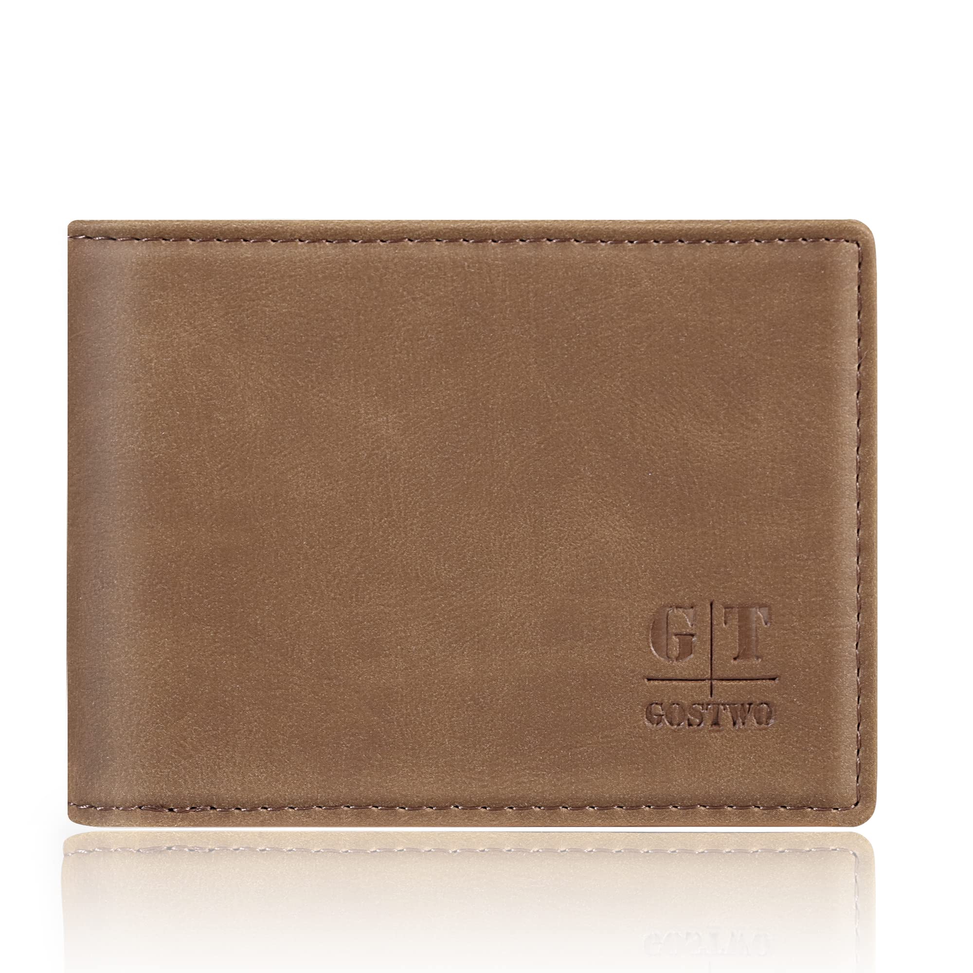 Gostwo Slim Wallet for Men Minimalist Leather ID Window Front Pocket Bifold Wallet