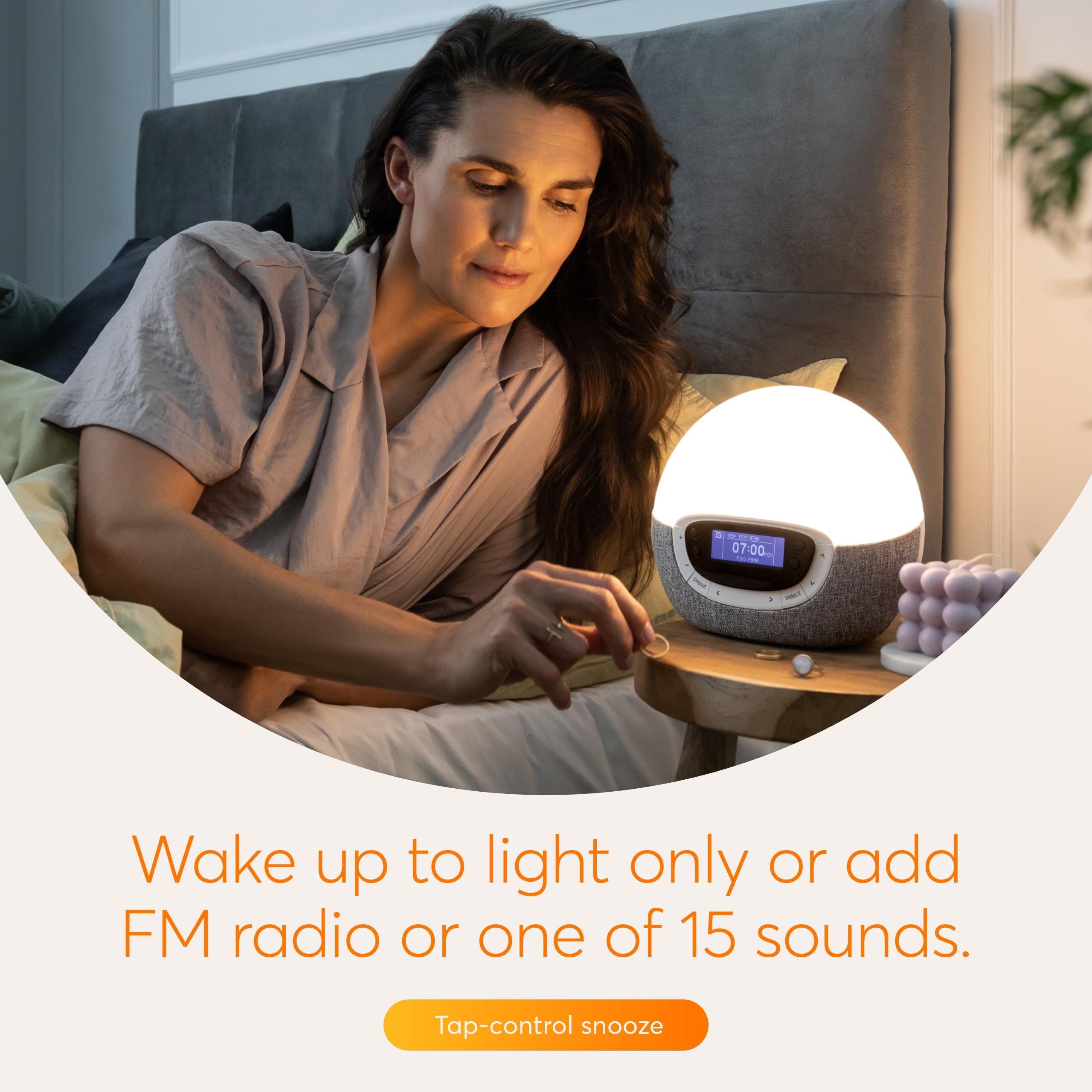 Lumie Bodyclock Shine 300 – Sunrise & Sunset Alarm Clock - Bedside Lamp with Custom Light Duration - Wake-Up, Night & Reading Light - Warm LEDs
