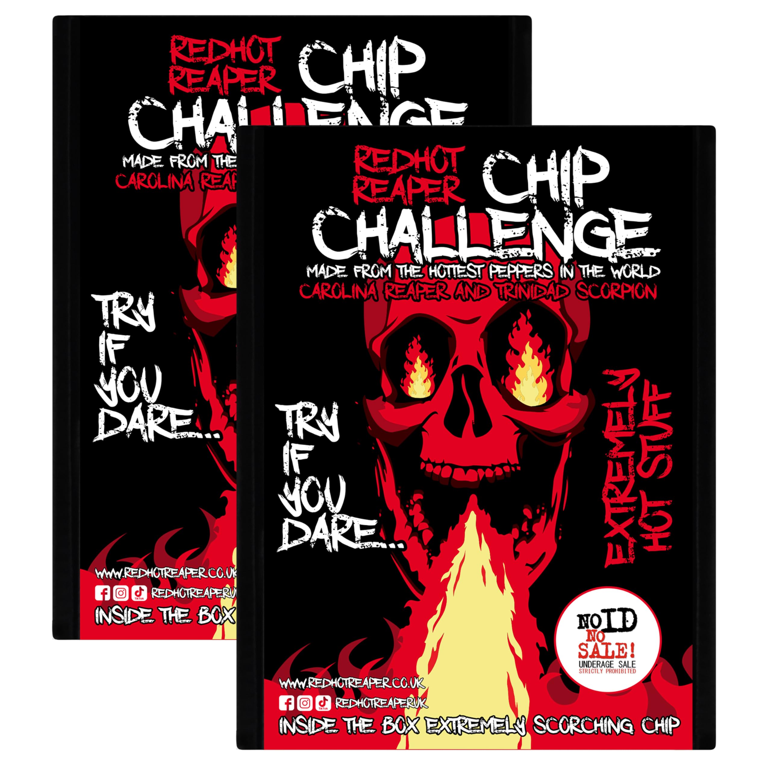 Red Hot Reaper – (2 pack) Chip Challenge Hottest Snack – Carolina Reaper Spicy Challenge - Super Spicy Hot Chip