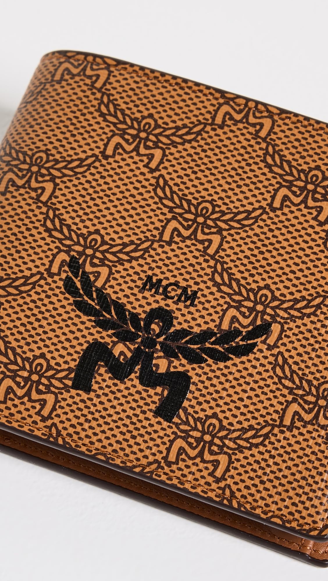 MCM Men's Lauretos Coated Canvas Small Wallet, Cognac, Tan, Print, One Size