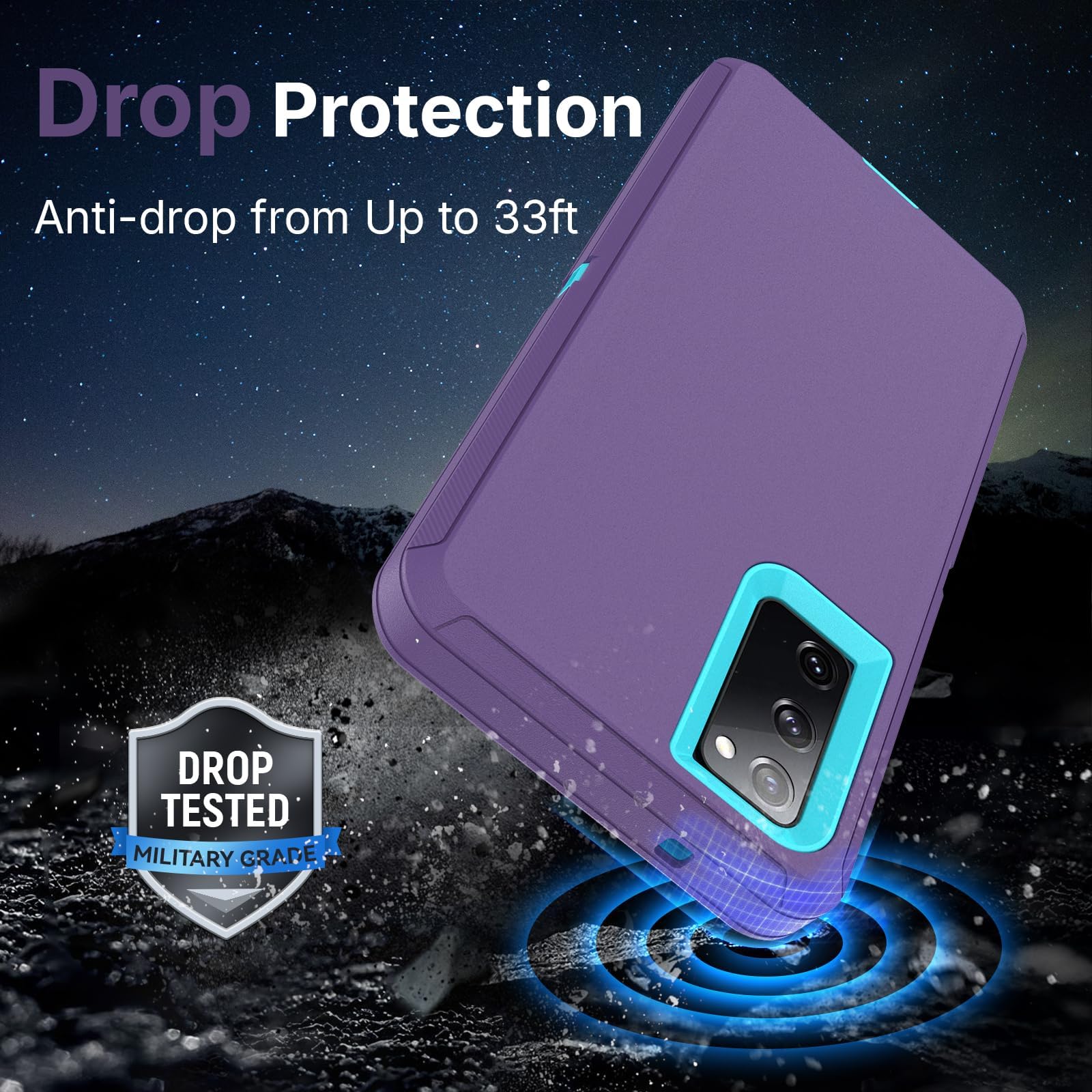 Migeko for Galaxy S20 FE 5G Case: [NOT FIT S20!!!] with 1 Pack Glass Screen Protector, Women Girls Full-Body Strong Protection Shockproof Phone Case for Samsung S20 FE, Purple