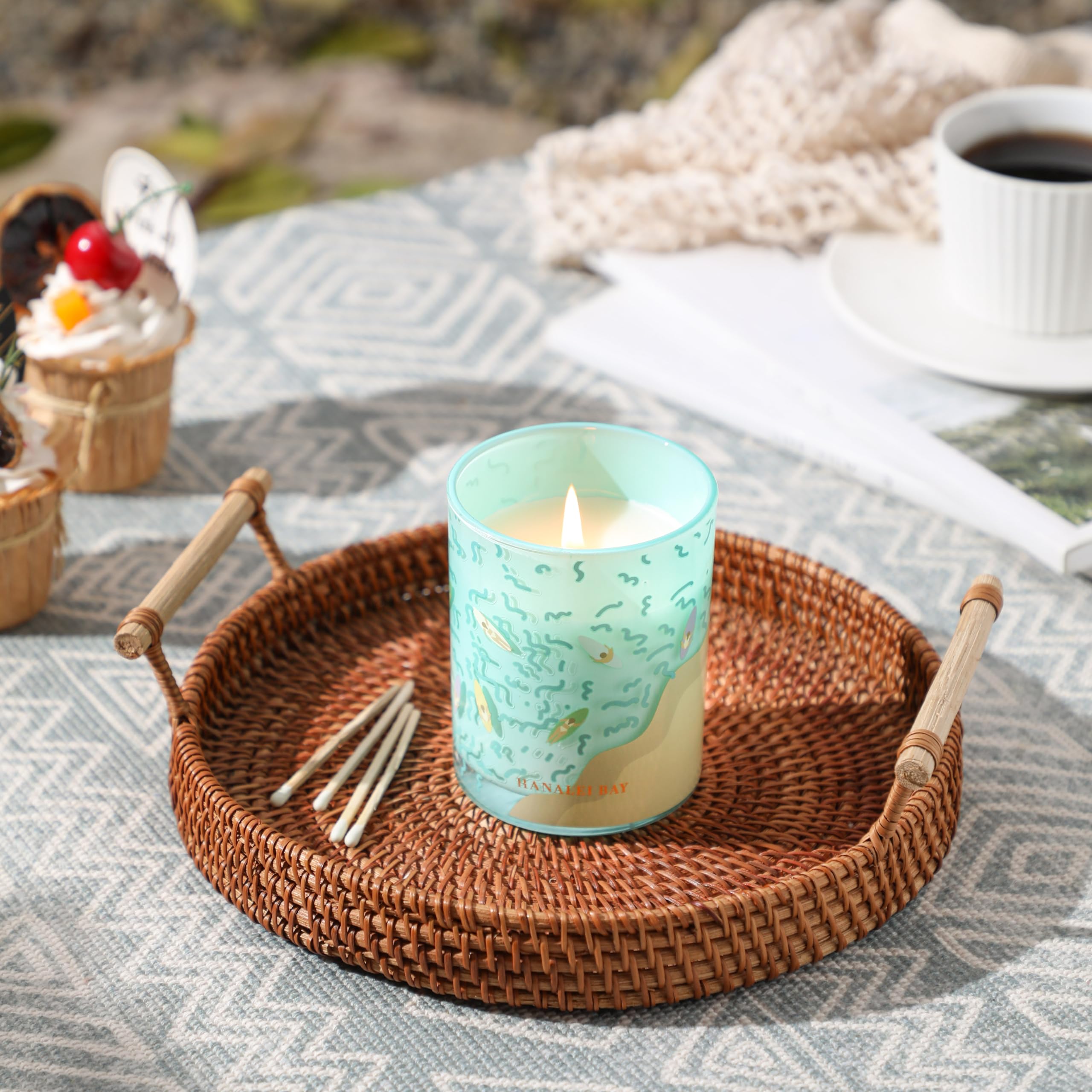 Hanalei Bay Candle,Summer Candles,Sea Salt & Ocean Scented Candles,Gifts for Friend,Surfer,Sunbather,Beach Lover,Soy Wax Candle for Home Decor,10oz