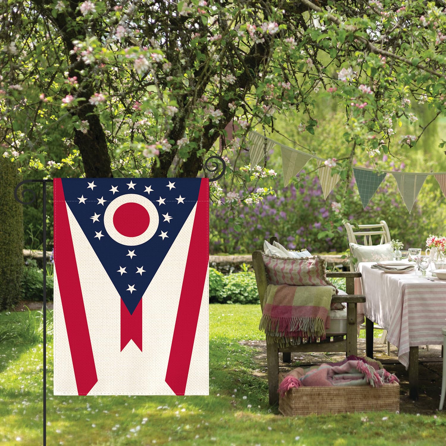 AVOIN colorlife Ohio U.S. States Garden Flag 12x18 Inch Double Sided Outside, Patriotic Unity Local Yard Outdoor Flag