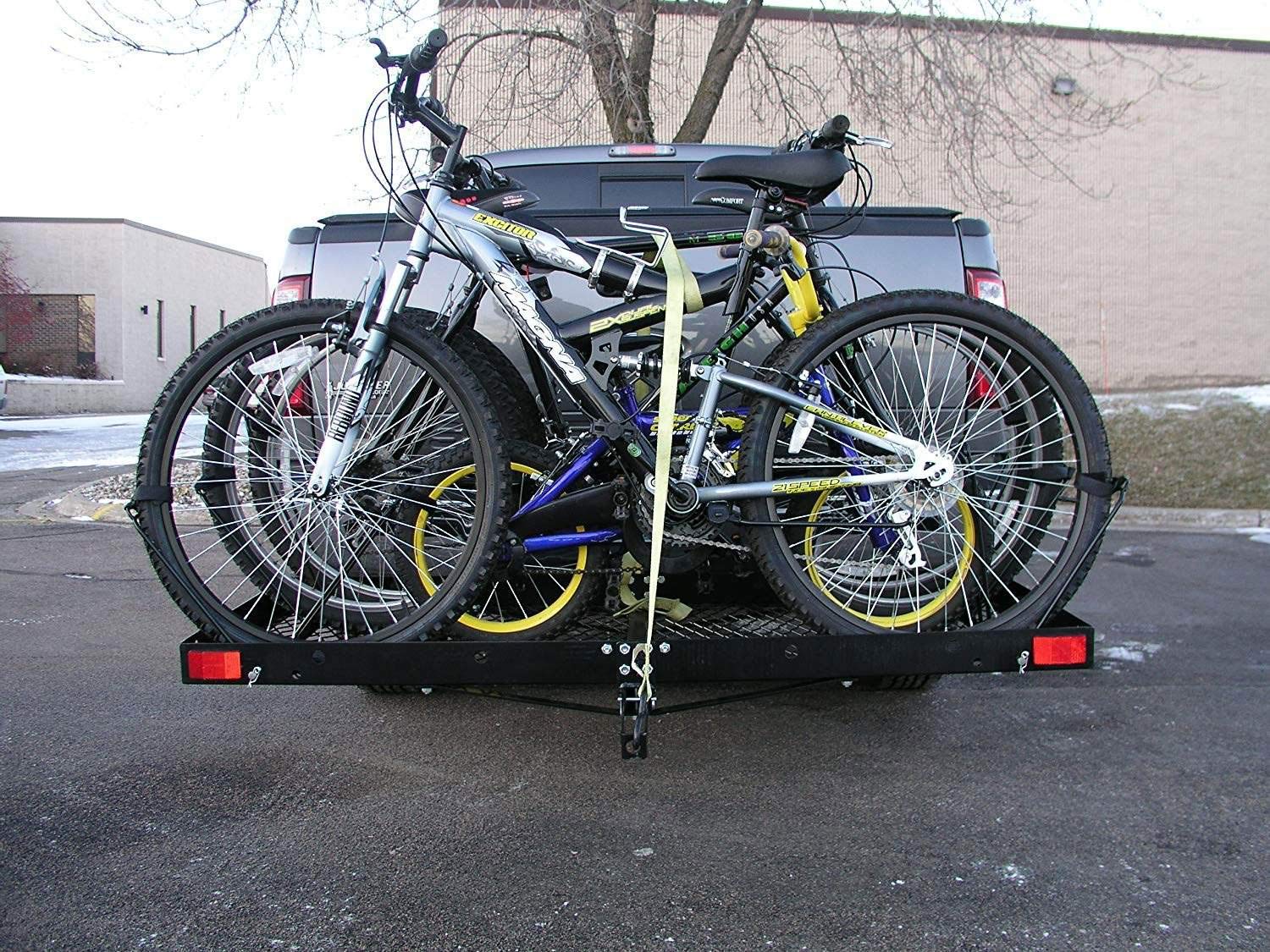 Tow Tuff Steel Cargo Carrier w/ 4-Bike Rack, Fits 2" Receiver, 500 lb Capacity, 27" x 62"