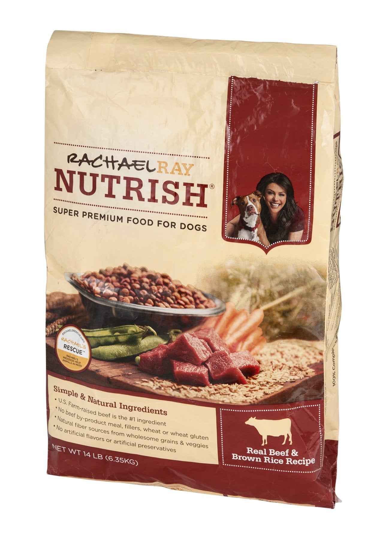 Rachael Ray Nutrish Premium Natural Dry Dog Food with Added Vitamins, Minerals & Taurine, Real Beef, Pea & Brown Rice Recipe, 14 Pounds (Packaging May Vary)