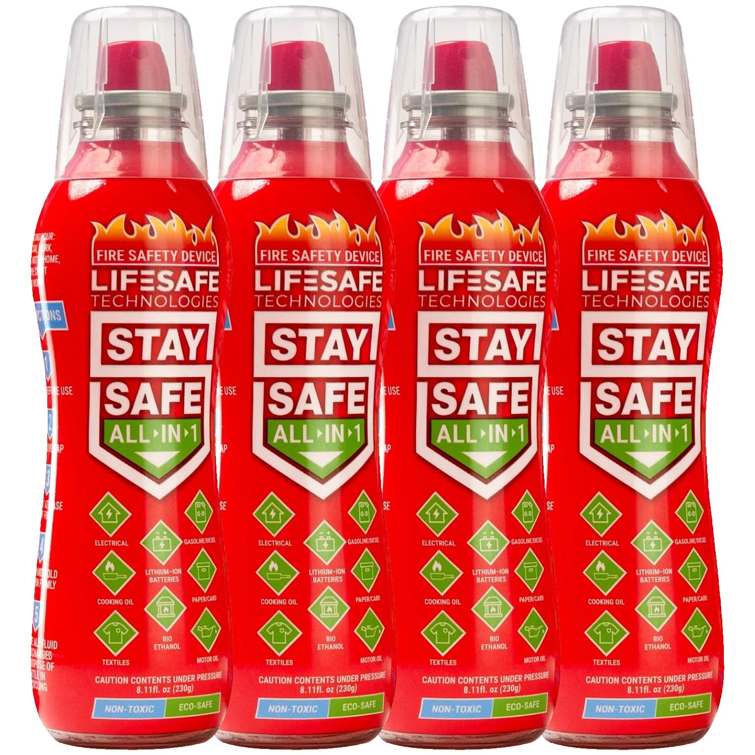 StaySafe All-in-1 Portable Fire Extinguishing Spray By LifeSafe Technologies | Compact Fire Extinguisher For 10 Types of Fires | Non-Toxic, Non-Hazardous & Eco-Friendly