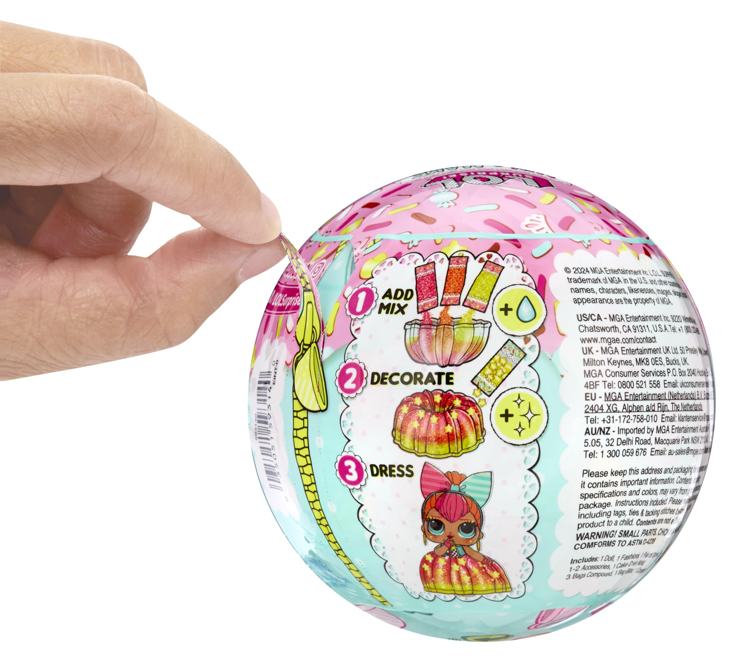 LOL Surprise Mix & Make Birthday Cake Tots with Collectible Doll, DIY Cake Dress, Cake Making and Decorating, Ingredients and Glitter Sprinkles, Cake Dress Doll- Great Gift for Girls Age 3+