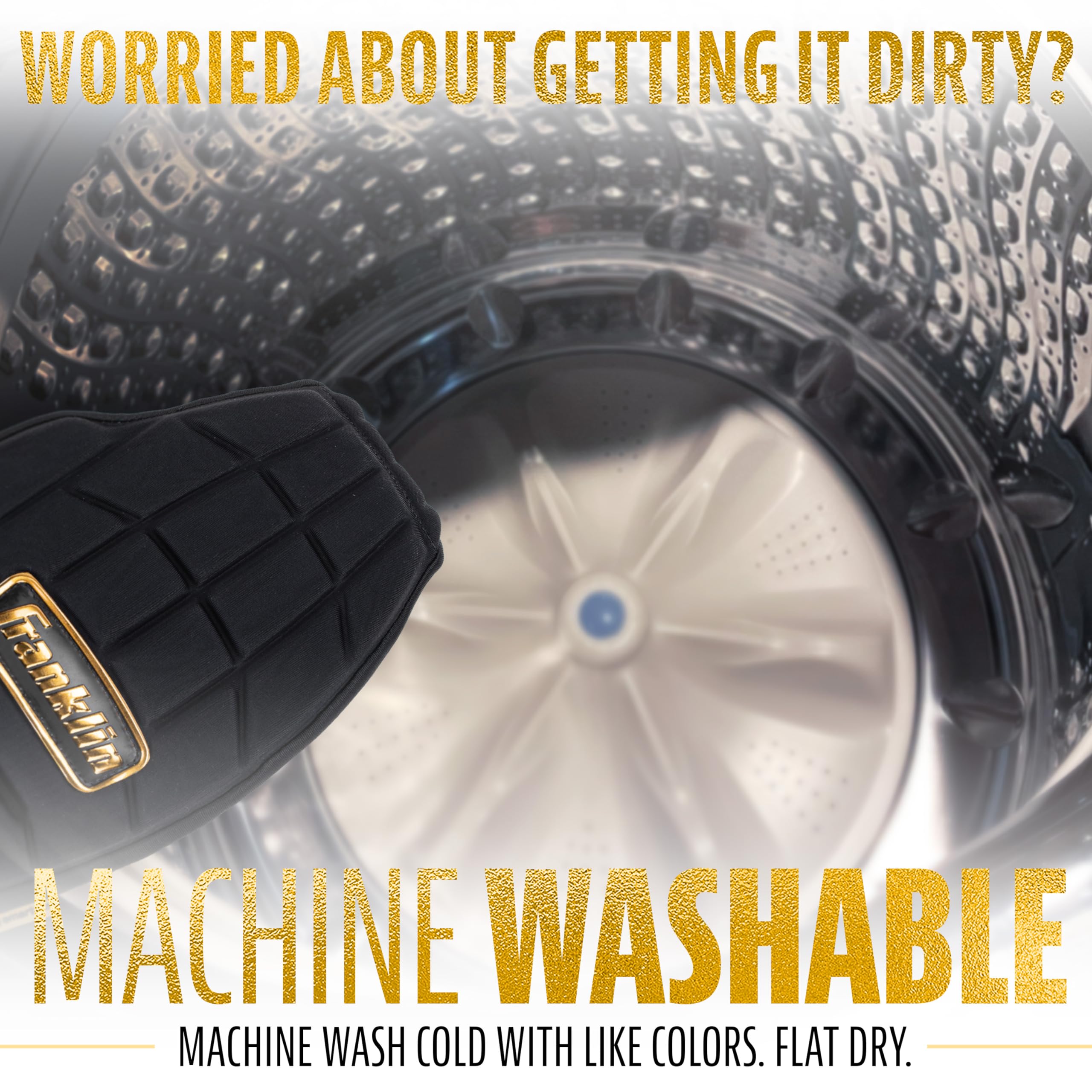 Franklin Sports MLB Baseball + Softball Sliding Mitt - CFX PRT Adult Protective Baserunning Sliding Glove - Left + Right Hand Mitt - Hand + Wrist Protector for Running - Black + Gold - One Size