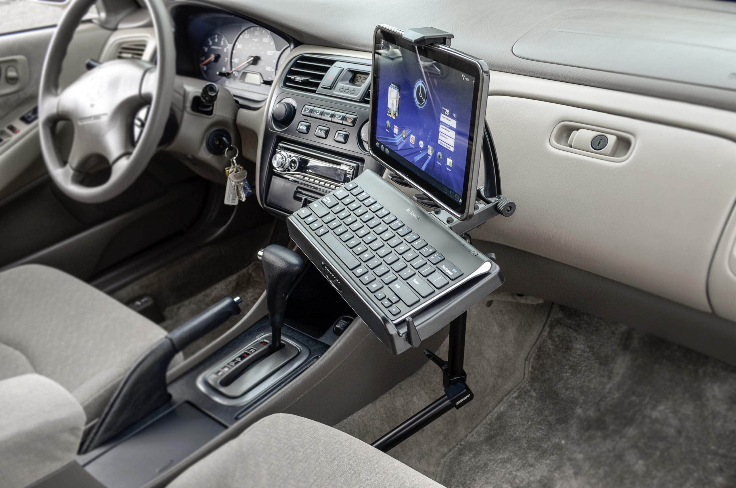ARKON Mounts -Tablet And Keyboard Tray Combo Car Mount | Tablet Holder For Car | Professional-Grade Durability | Easy Installation | Keyboard Tray | Fits iPad and Samsung Tablets