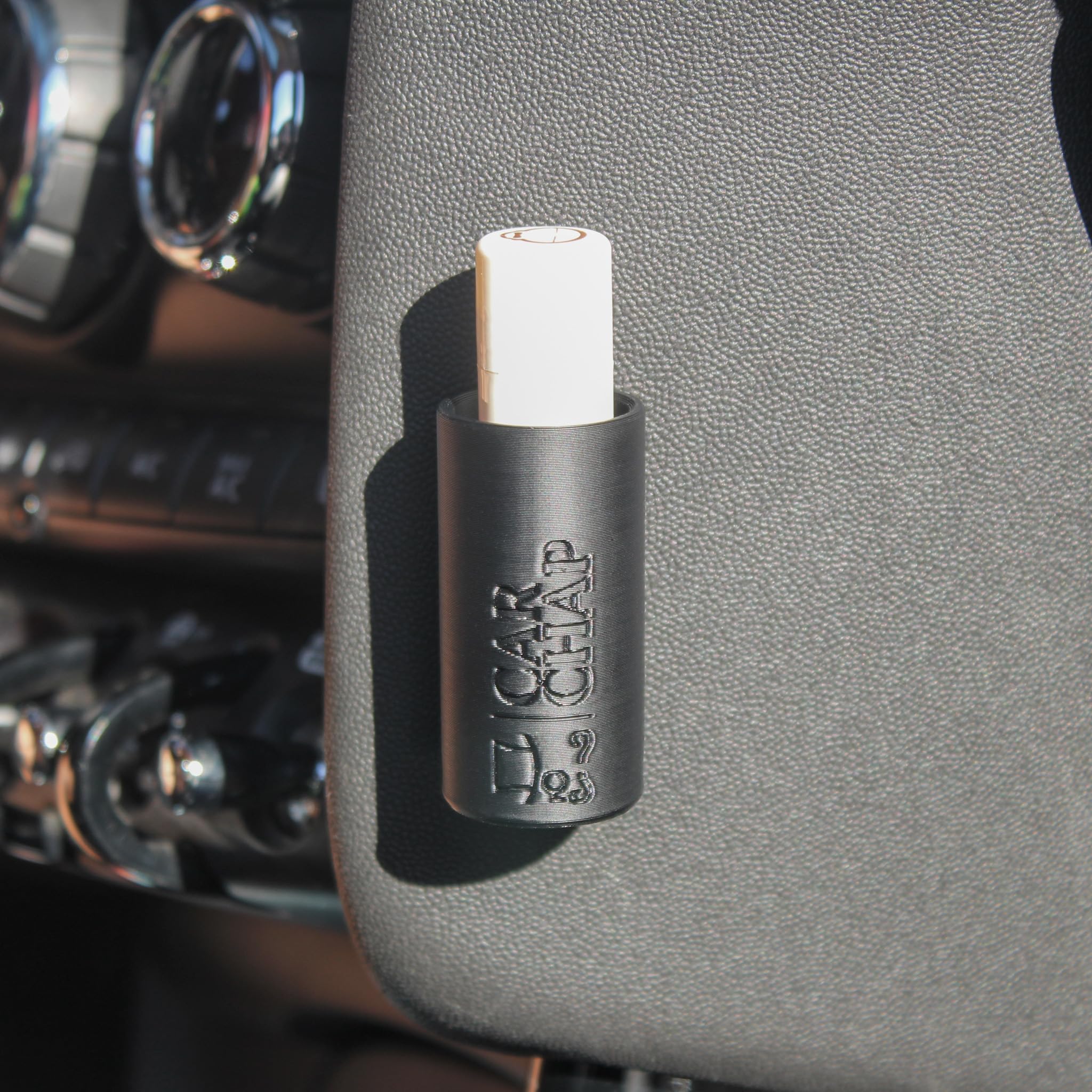 CarChap Car Lip Balm Holder [THE ORIGINAL], Chapstick Holder for Car, Mess Free in the Heat. Featured in Car and Driver. USA Made, Patent Pending. Interior Car Accessories for Women and Men [BLACK]